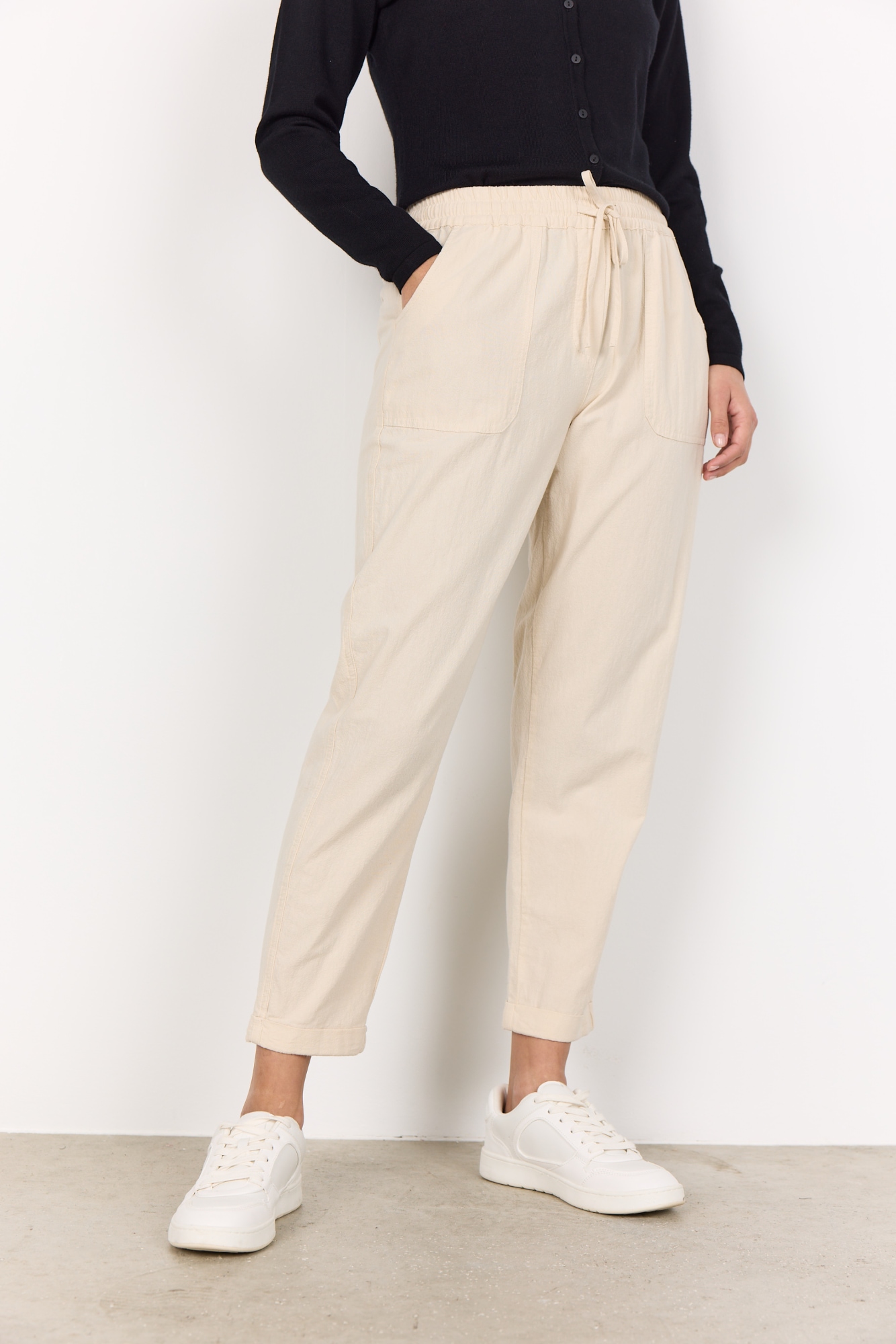 soyaconcept Schlupfhose »SC-CISSIE 10-C« leichte Sommerhose aus Baumwolle in Leinenoptik