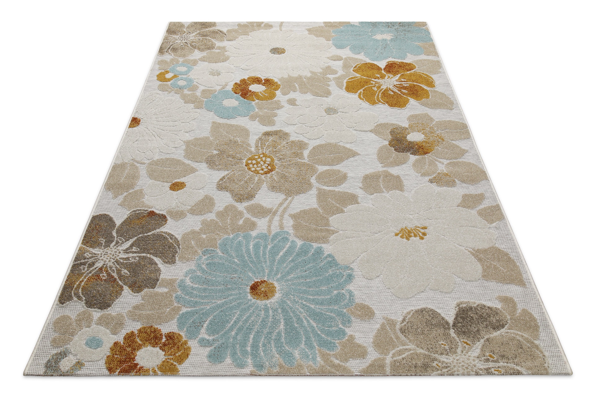 Wecon home Outdoorteppich »Beach Flower«, rechteckig, 5 mm Höhe, Läufer, für Innen & Aussen, pflegeleicht, Hoch-Tief Effekt