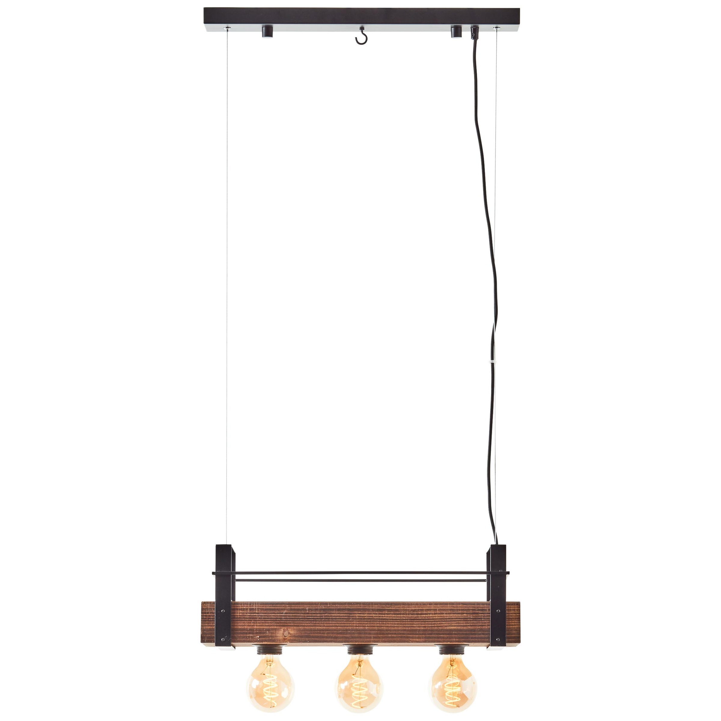 Brilliant Pendelleuchte »Bankwood«, 3 flammig, Leuchtmittel E27 ohne Leuchtmittel, Hängelampe 3flg schwarz stahl/holz