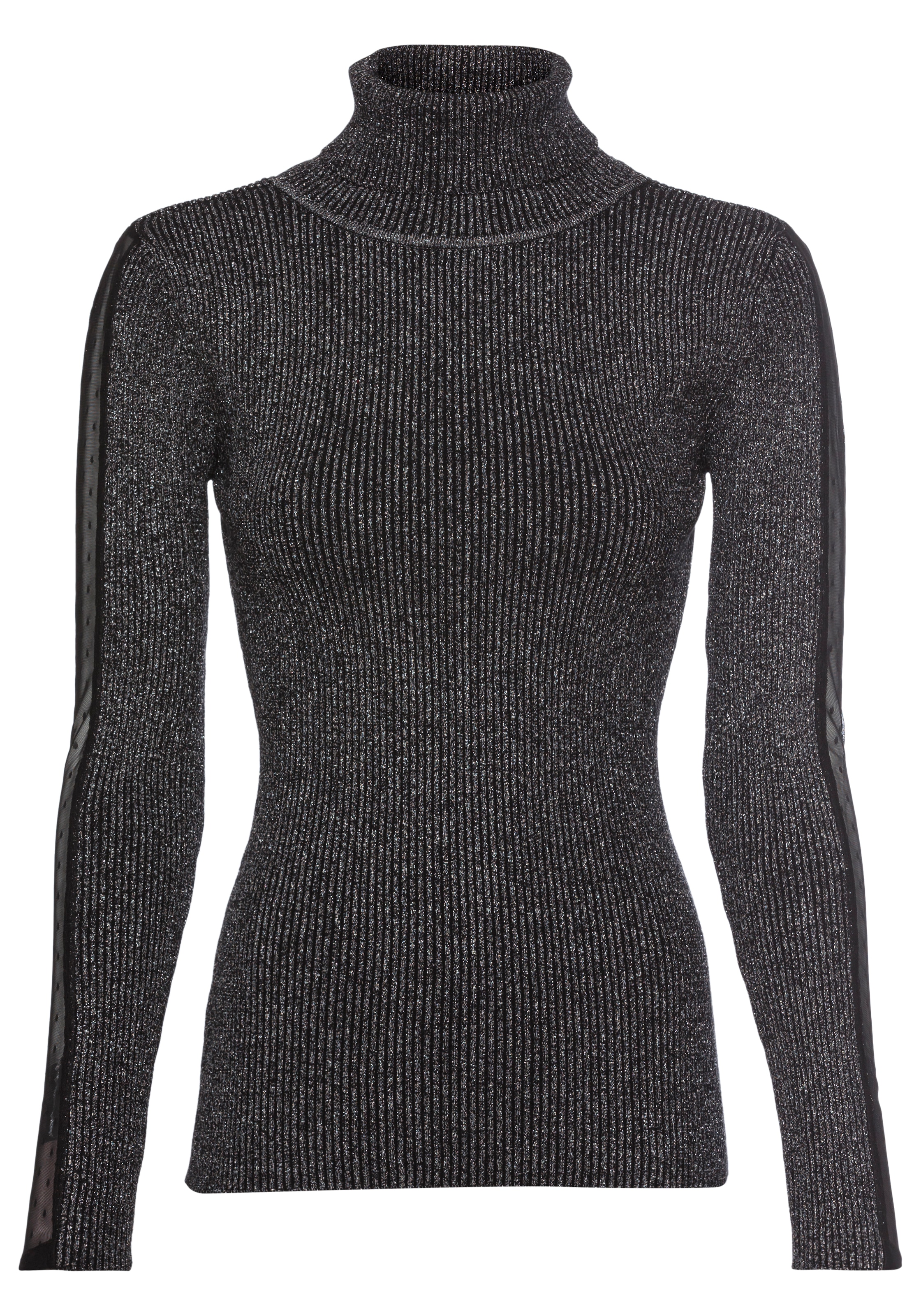Laura Scott Rollkragenpullover, mit Mesheinsatz am Ärmel