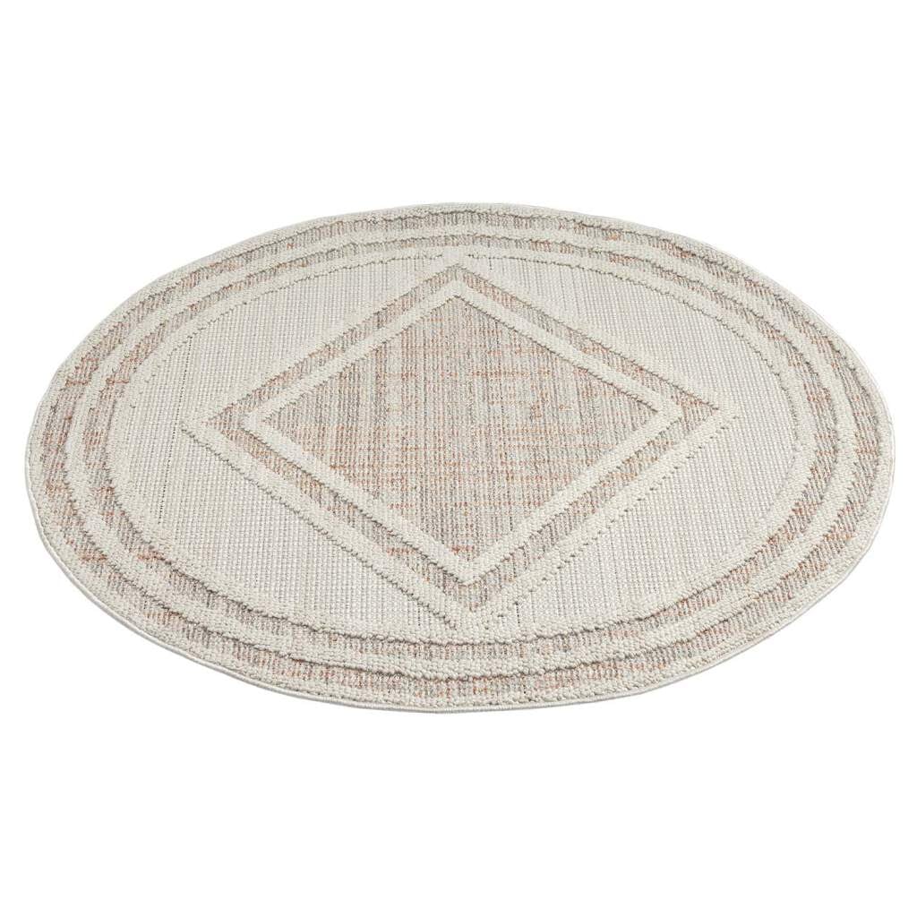 Carpet City Teppich »LINDO 8853«, rund, 11 mm Höhe, Kurzflor, Hochtief-Muster/ 3D-Effekt, Boho-Stil, Wohnzimmer