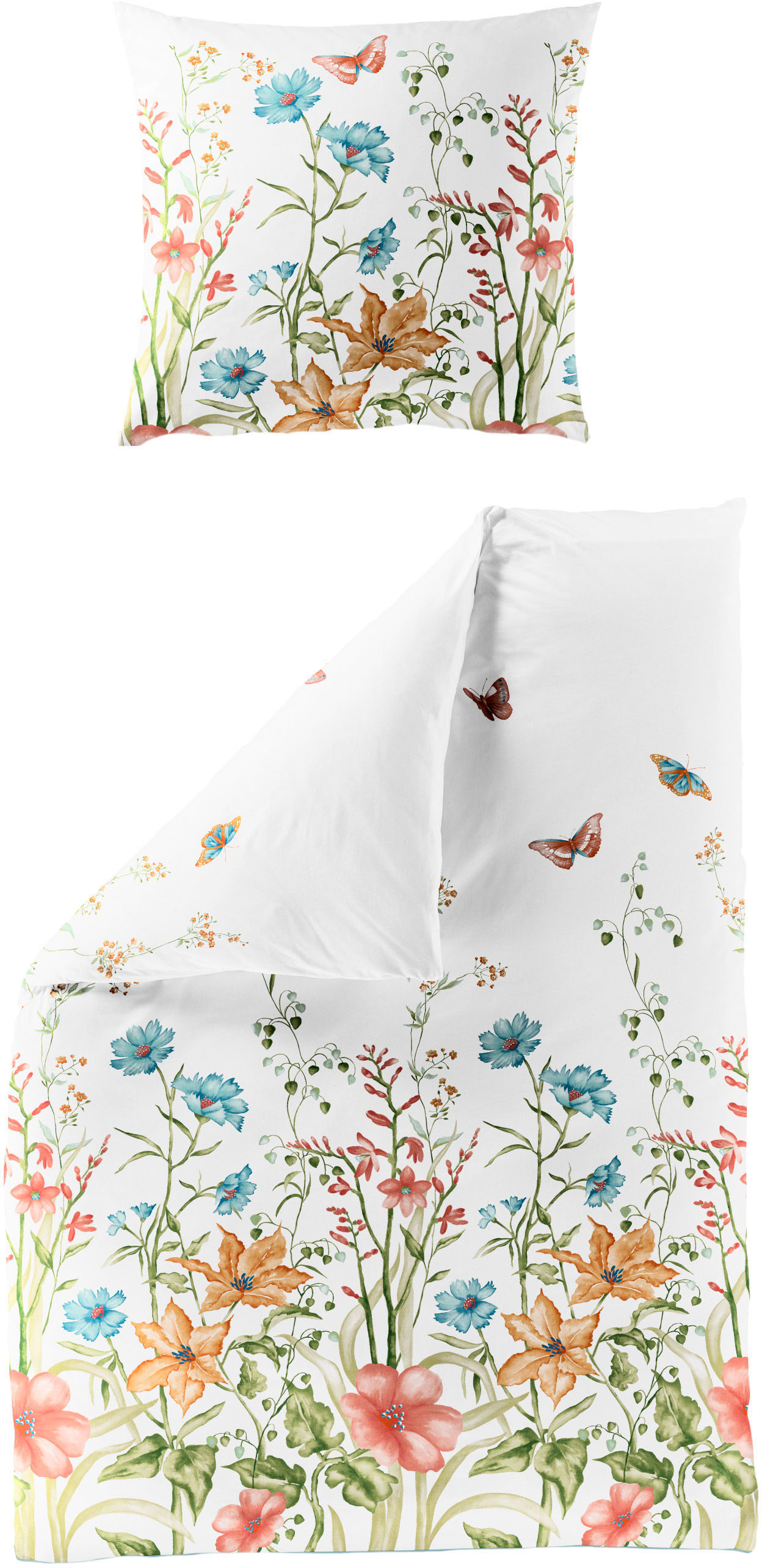 Bettwäsche »3337«, (2 tlg.), Mako-Satin, 100 % Baumwolle, pflegeleicht, floral