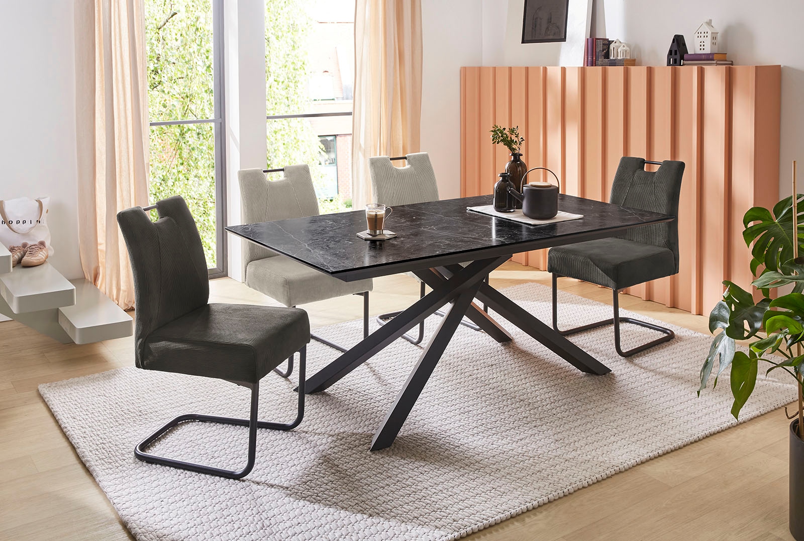 Jockenhöfer Gruppe Esstisch »Silas«, in 180x90 cm, Tischplatte in anthrazitfarbender Marmoroptik