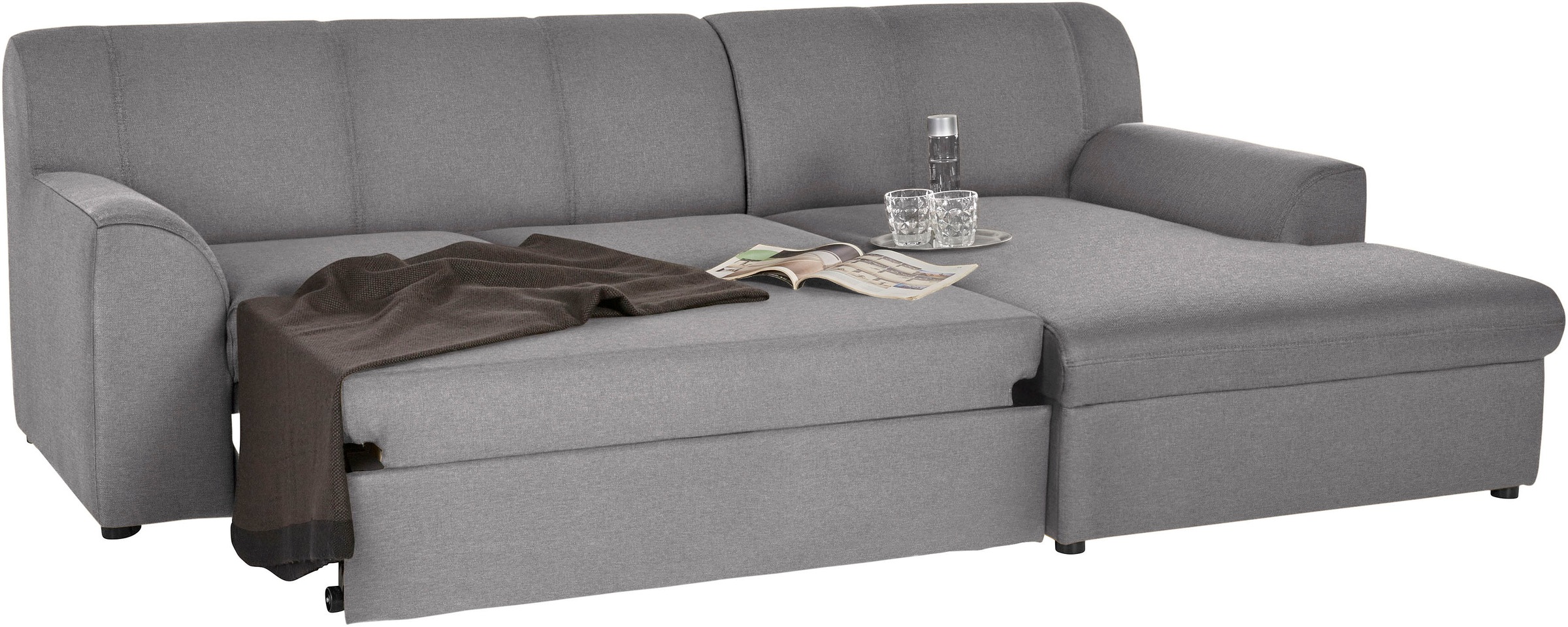 DOMO collection Ecksofa »Topper, elegant und zeitlos, kompaktes Stellmass 245/155cm, L-Form«, mit Recamiere, wahlweise mit Schlaffunktion