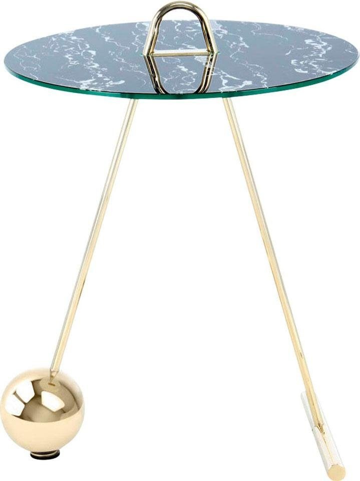 Kayoom Beistelltisch "Pendulum 525, mit runder Tischplatte" 1 Stk. tlg. Marmoroptik, Gestell im Pendel-Design, praktisch tragbar