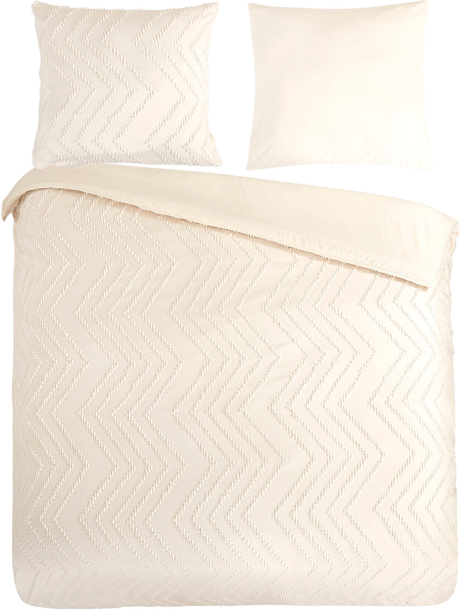 PURE luxury collection Bettwäsche »Zigzag«, Mikrofaser, 135x200, 2 Teilig, Pflegeleicht, Reissverschluss, Luxe, Uni