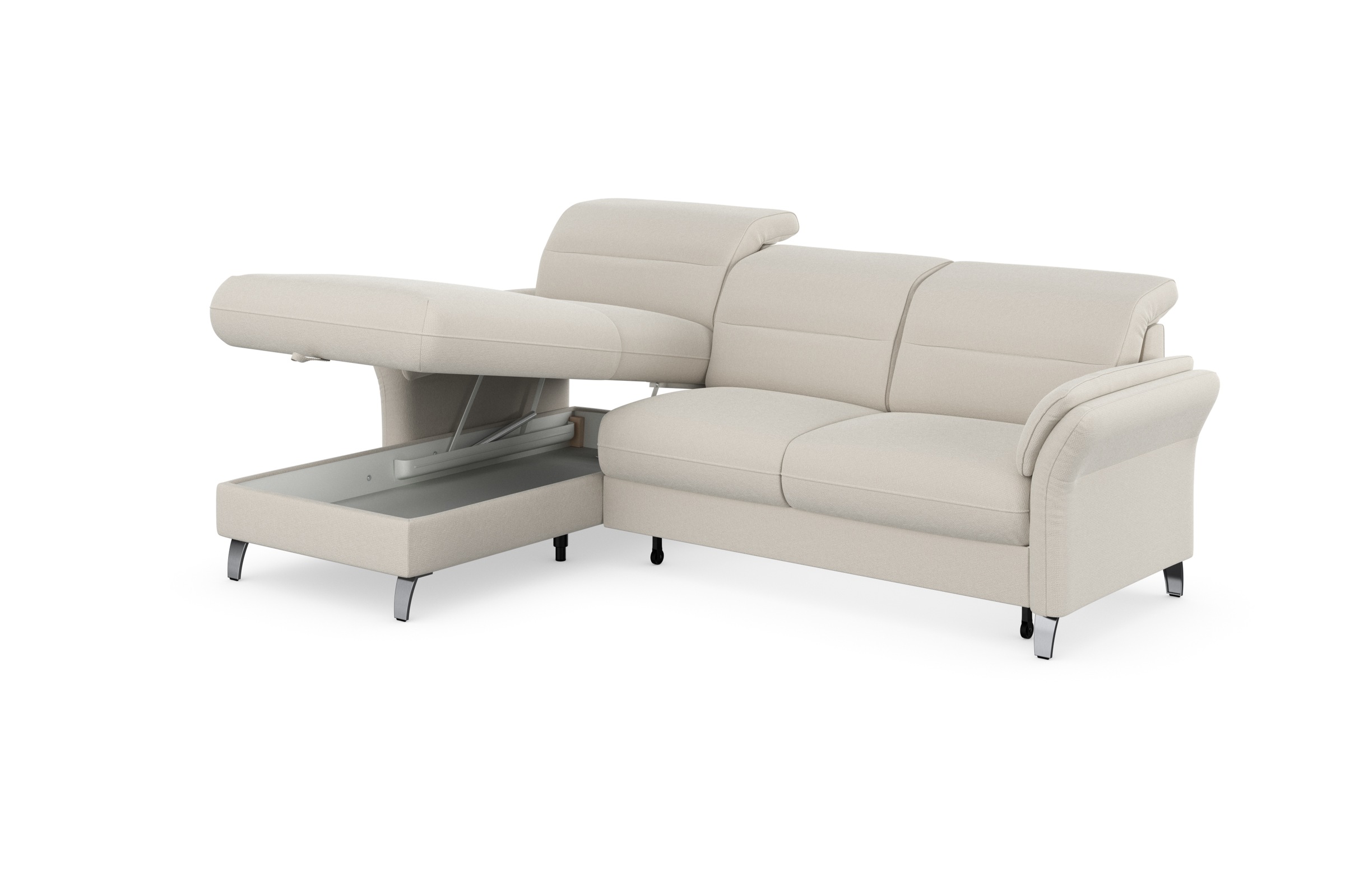 sit&more Ecksofa »Grenoble L-Form mit Federkern«, wahlweise mit Bettfunktion, Bettkasten, Arm- und Kopfteilverstellung