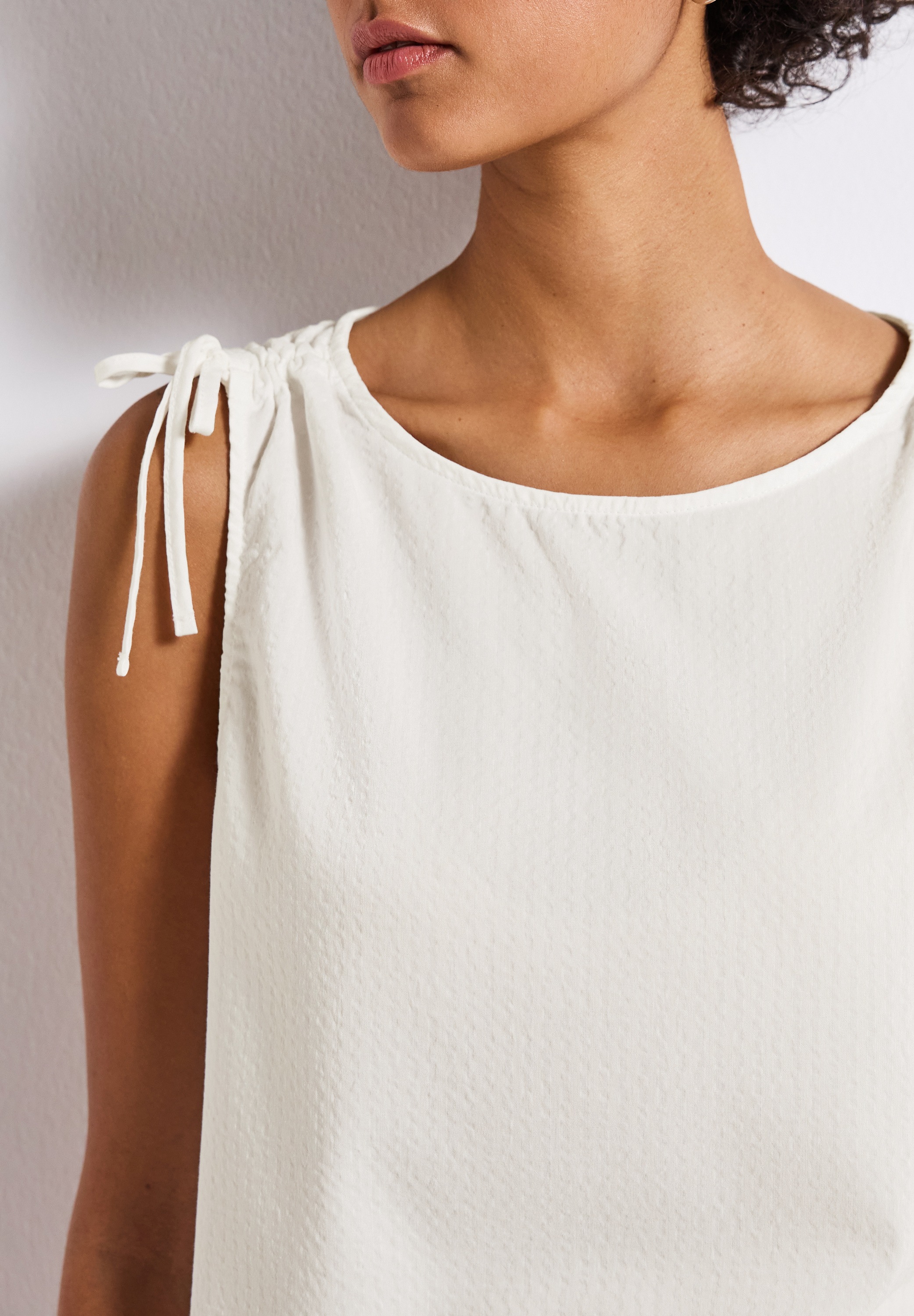 STREET ONE Blusentop, im Crinkle-Look, mit Knoten-Details