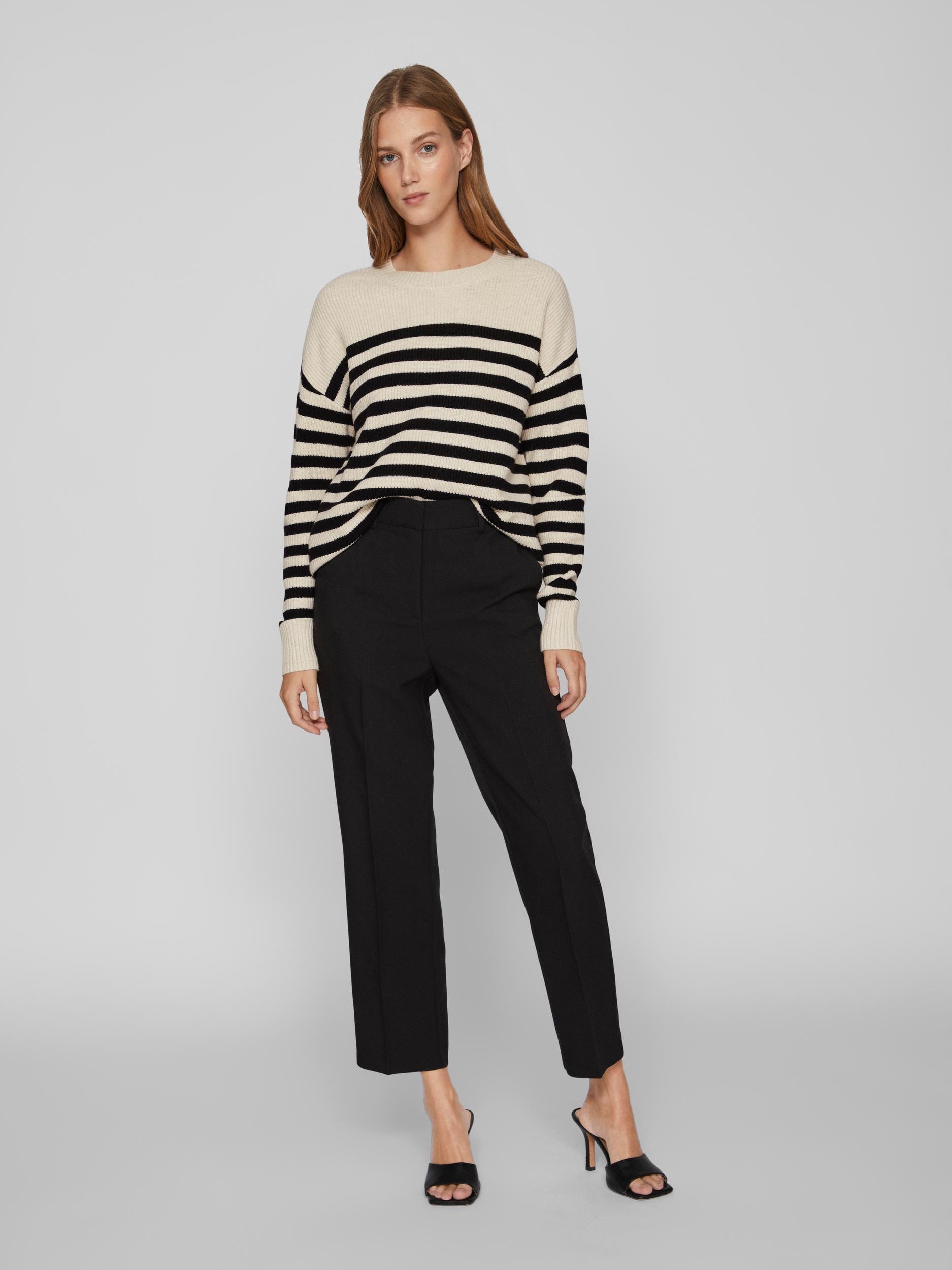 Vila Rundhalspullover »VIRIL RIB STRIPE L/S KNIT TOP - NOOS«