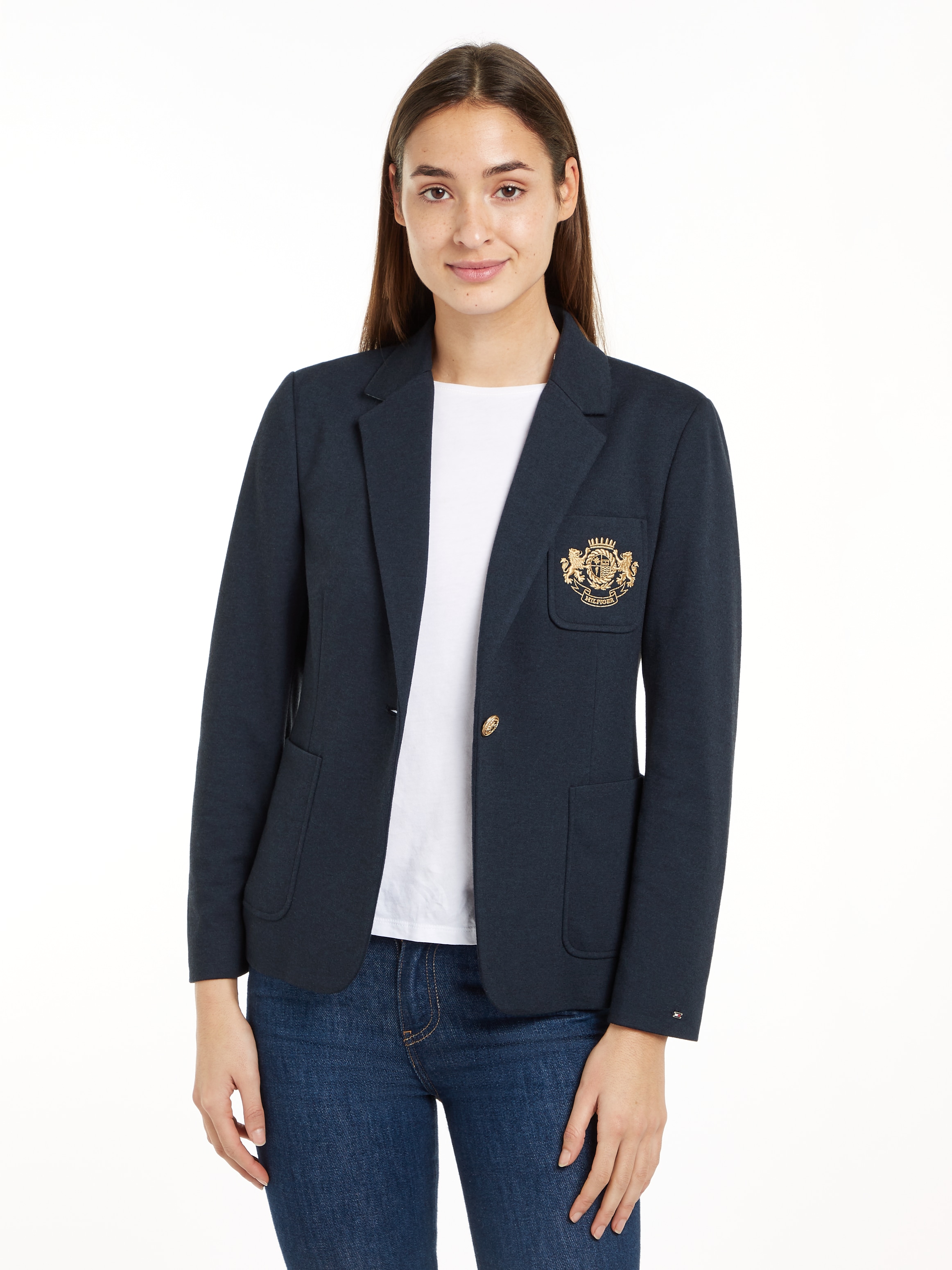 Kurzblazer »HERITAGE CREST SLIM SB BLAZER«, mit Logostickerei