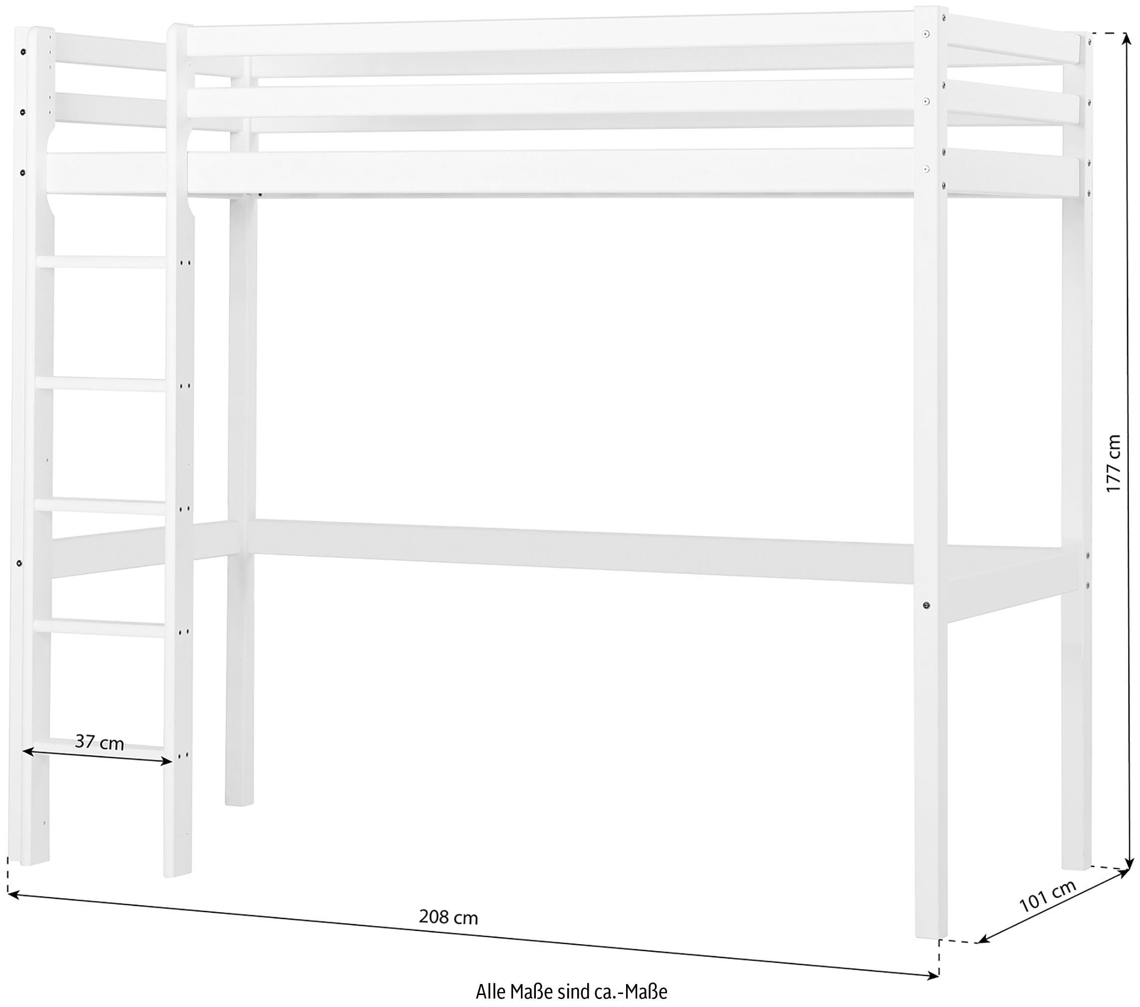 Hoppekids Hochbett »ECO Dream, Kinderbett mit Trittleiter, 90x200cm«, FSC® zert. Massivholz, Schreibtisch, Loungesofa inkl. passende Polster