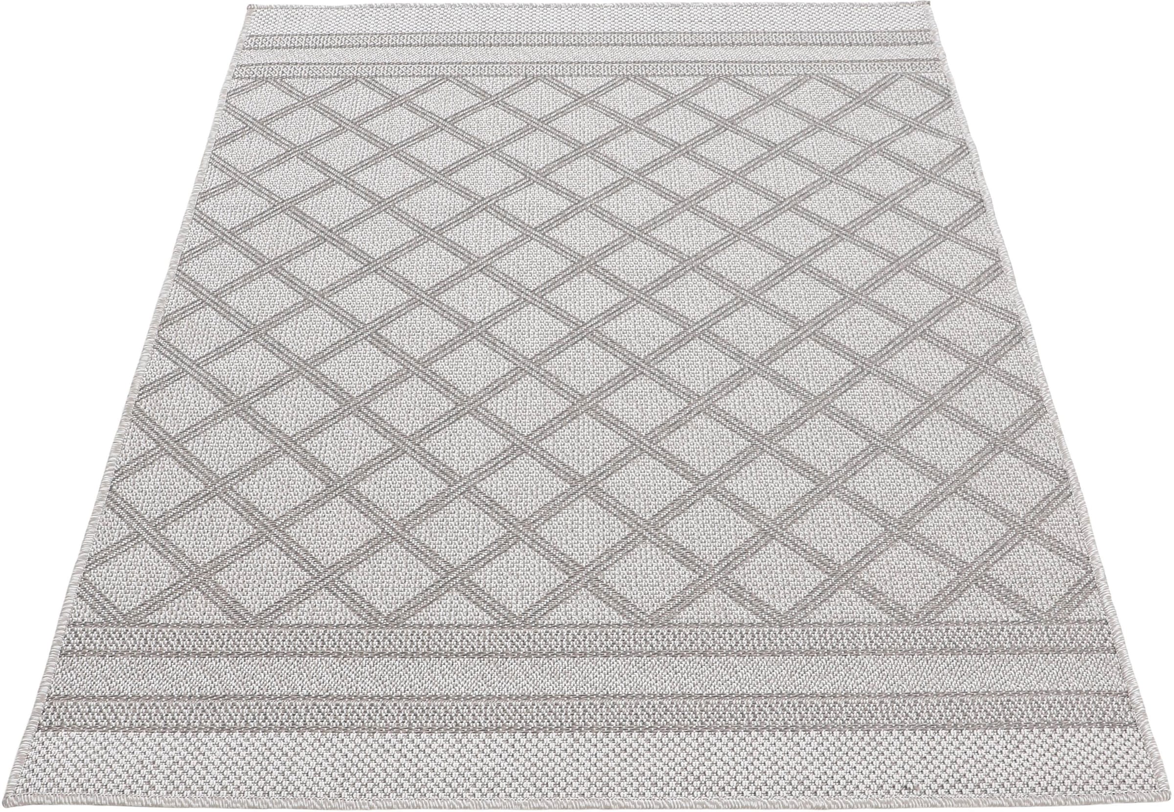 carpetfine Teppich »Boho 104«, rechteckig, 4 mm Höhe, robustes Flachgewebe, Sisal Optik, UV-beständig, Aussenbereich