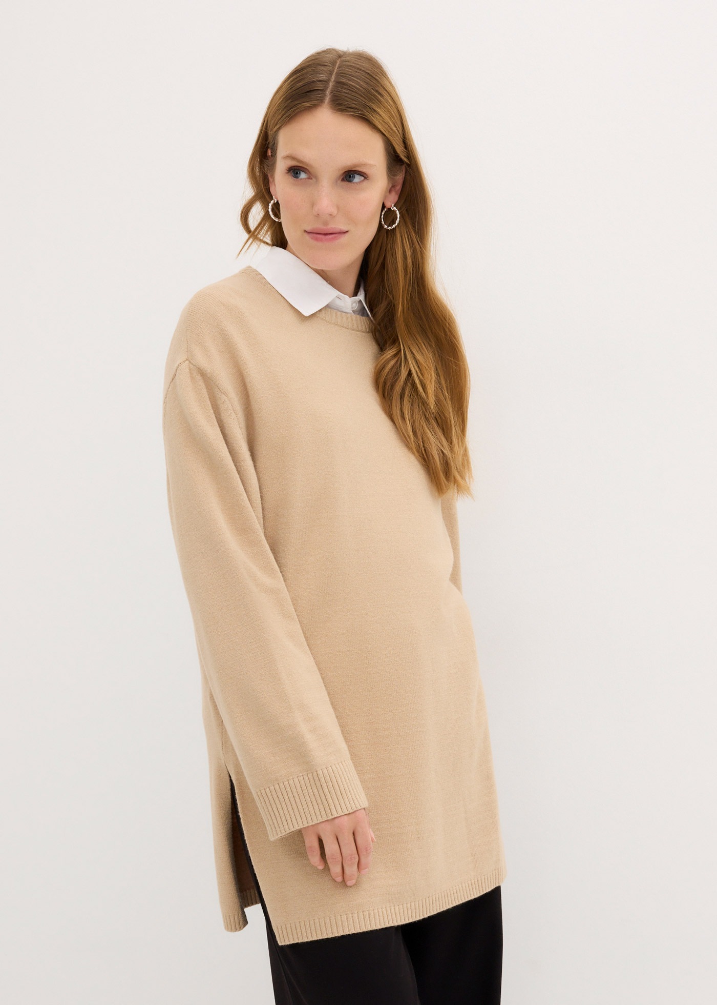 bonprix Strickpullover »Long-Feinstrickpullover mit Seitenschlitzen aus Viskose-Mix« mit Seitenschlitzen