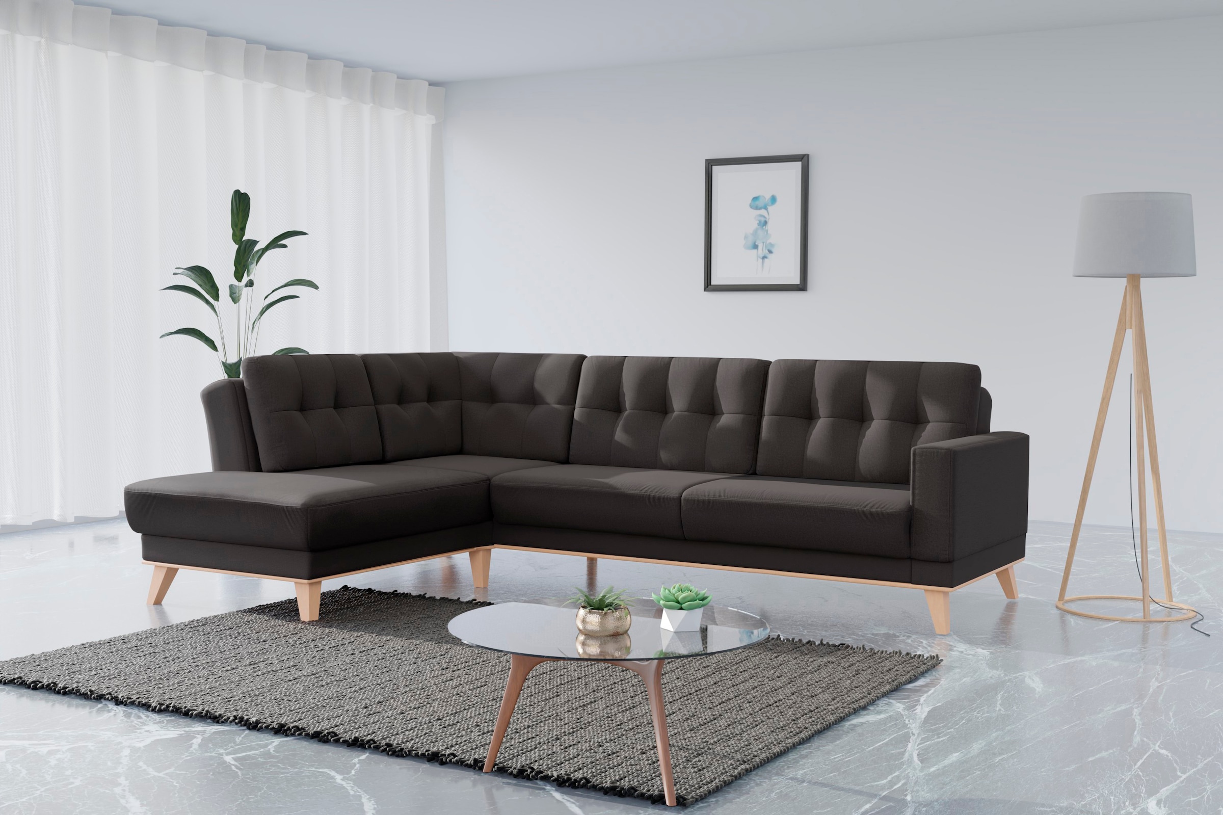 sit&more Ecksofa "Lavida L-Form" wahlweise mit Kippfunktion und Bettkasten