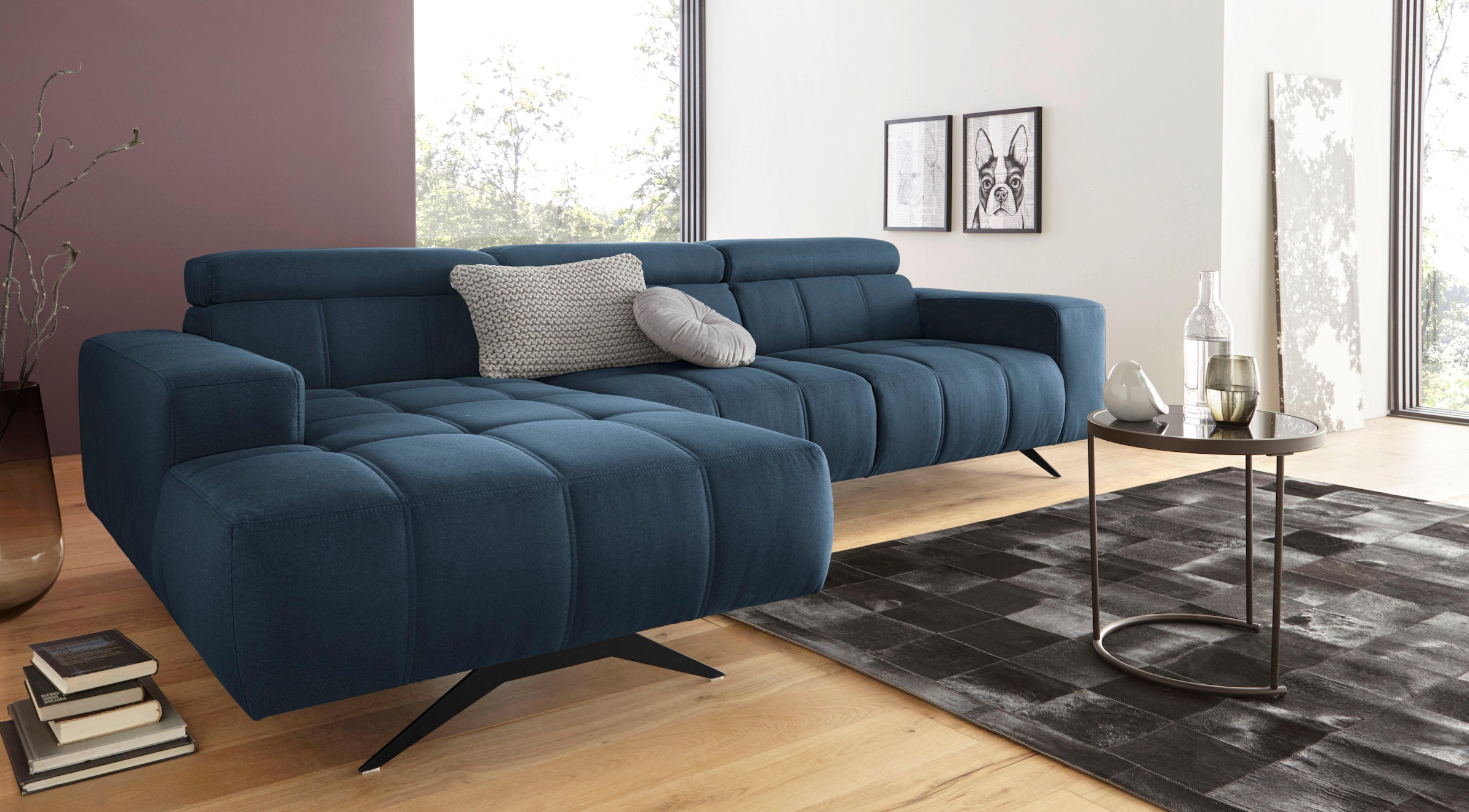 DOMO collection Ecksofa »Trento L-Form«, wahlweise mit Kopfteilverstellung, Recamiere links/rechts bestellbar