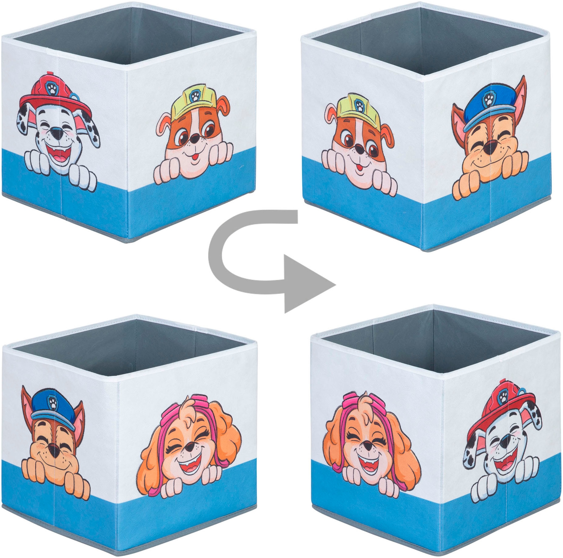 Scatola Portaoggetti Paw Patrol Per Bambini - Scatola Pieghevole Per Scaffali - 27 X 27 Cm - Contenitore Con Chase, Marshall, Skye & Rubble - Facile Da Pulire - Roba