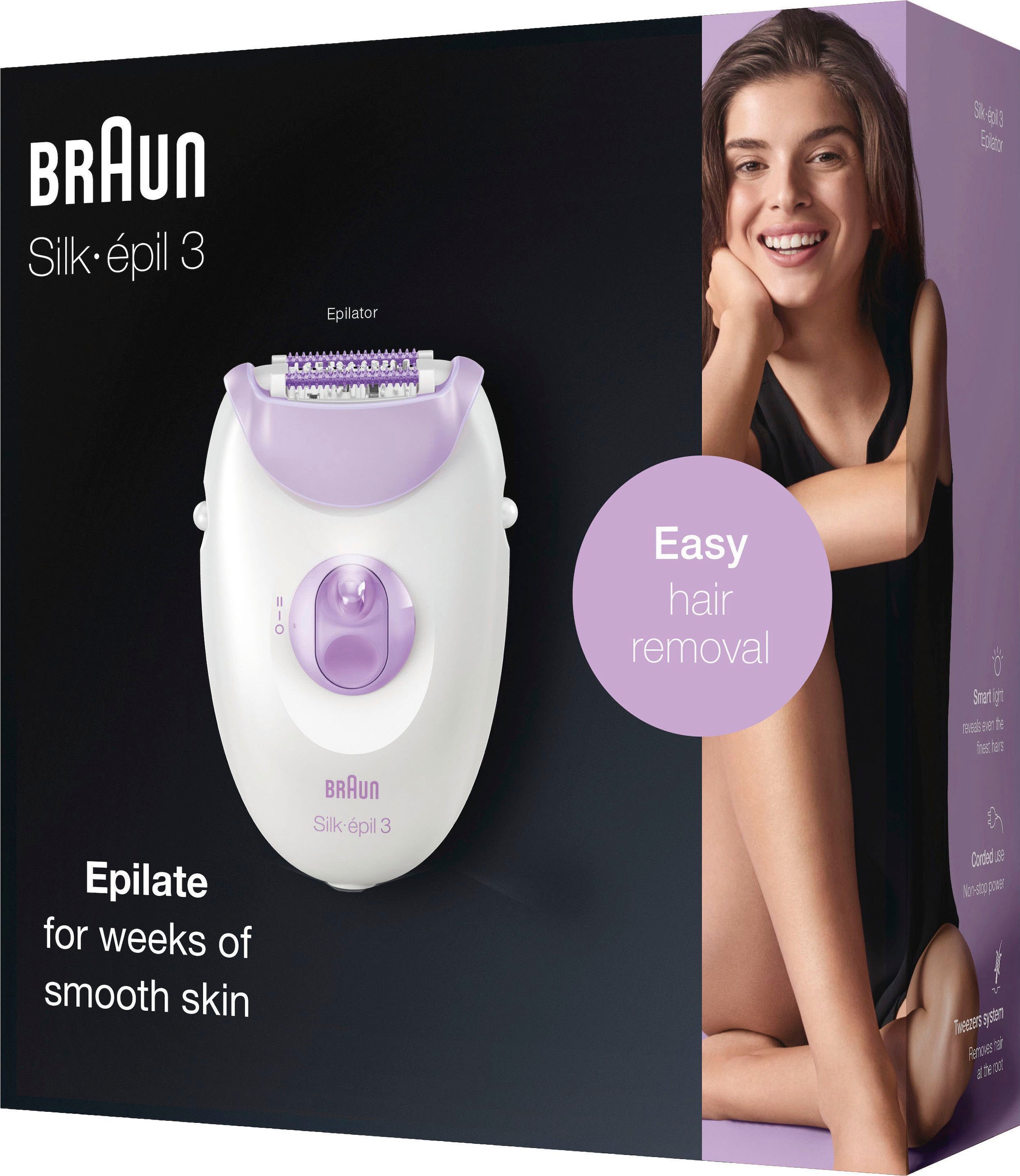 Braun Epilierer »Silk-épil 3 3-170«, 1 St. Aufsätze, für langanhaltende Haarentfernung
