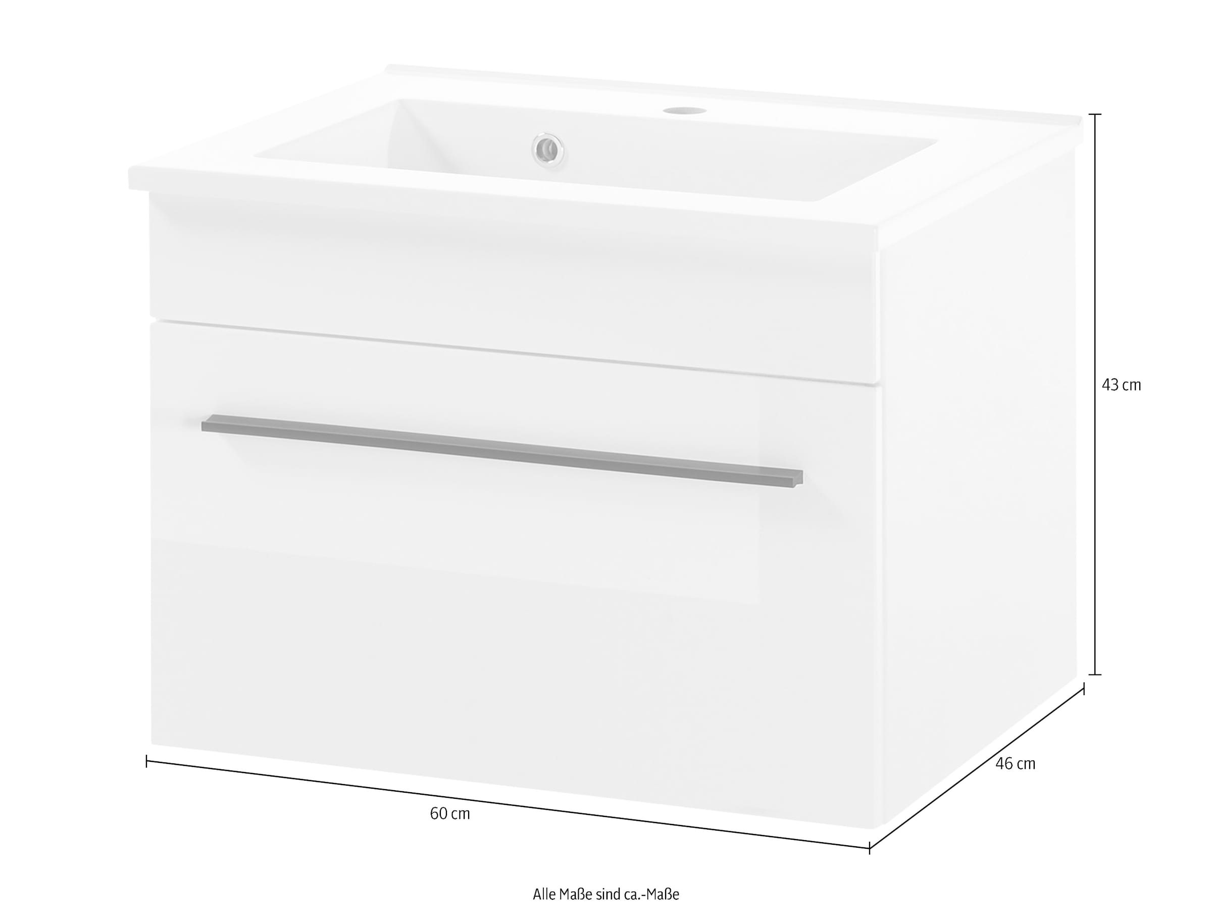 INOSIGN Waschtisch »Cantara, Waschtisch inkl. Waschbecken, modernes Design«, mit schwarzem Griff, ausreichend Stauraum