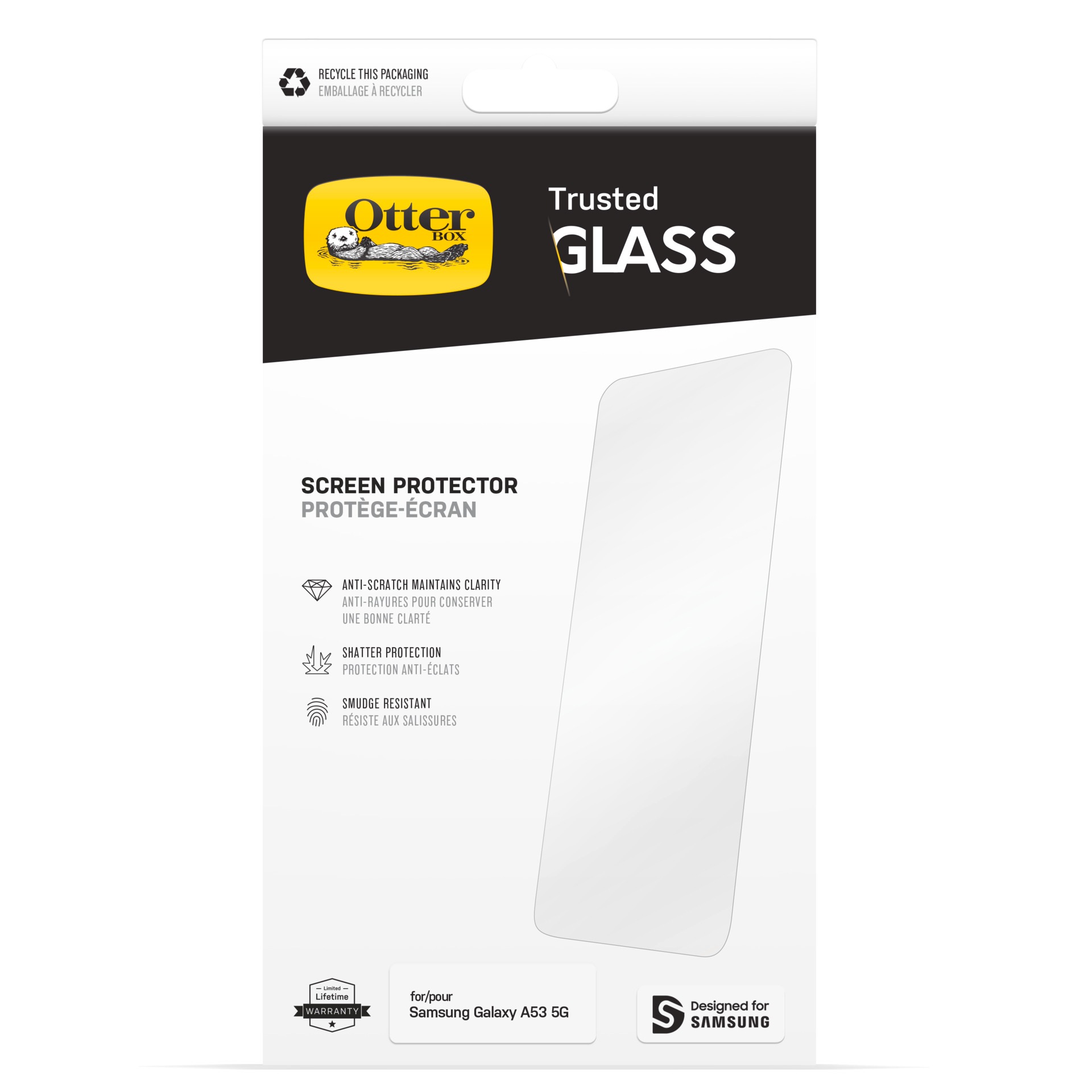 Otterbox Displayschutzglas »Trusted Glass Screen Protector«, für Samsung Galaxy A53 5G, Displayschutz, Displayschutzfolie