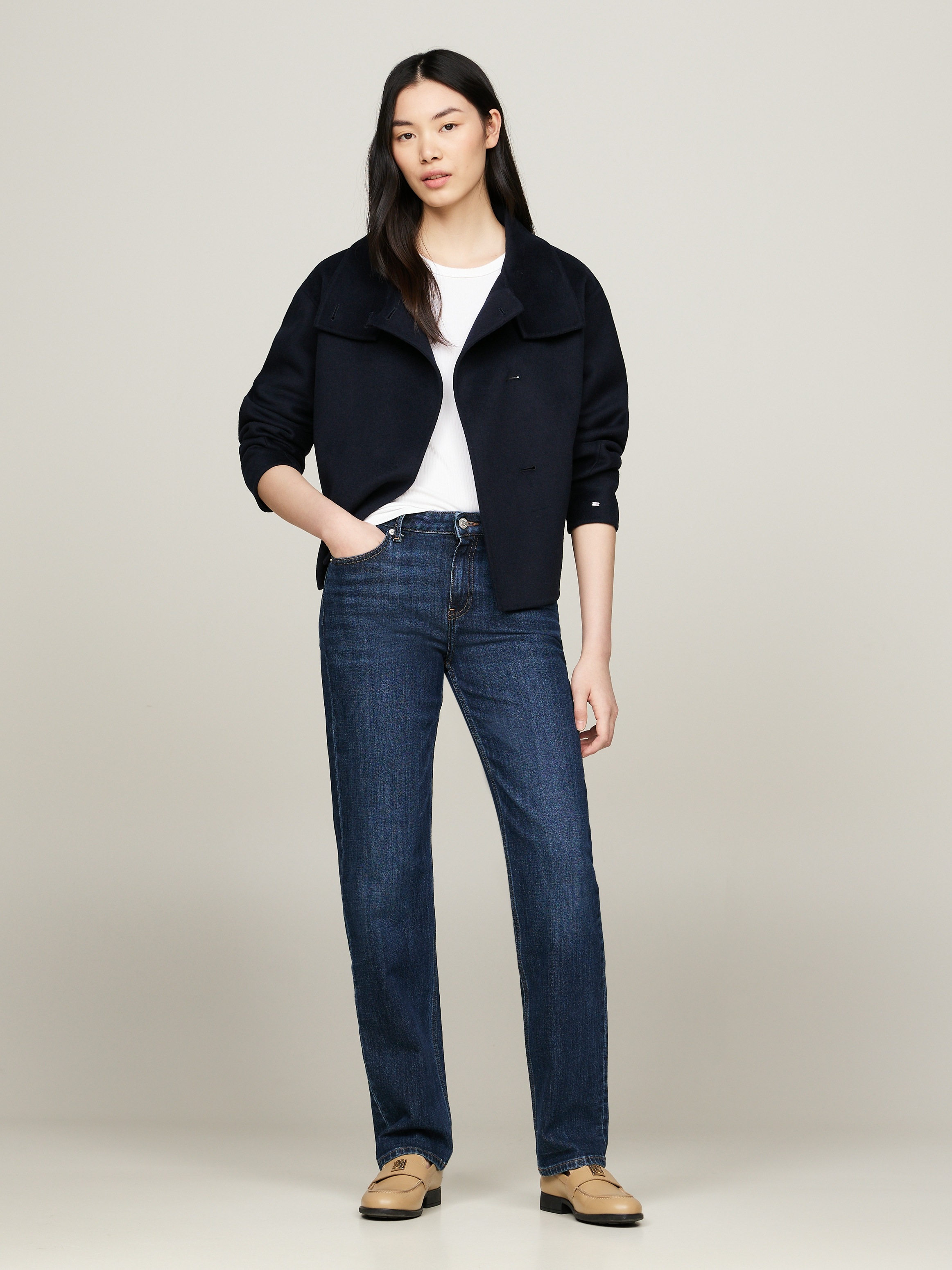 Tommy Hilfiger Outdoorjacke »DF WOOL BLEND FUNNEL JACKET«, mit hochschliessendem Kragen