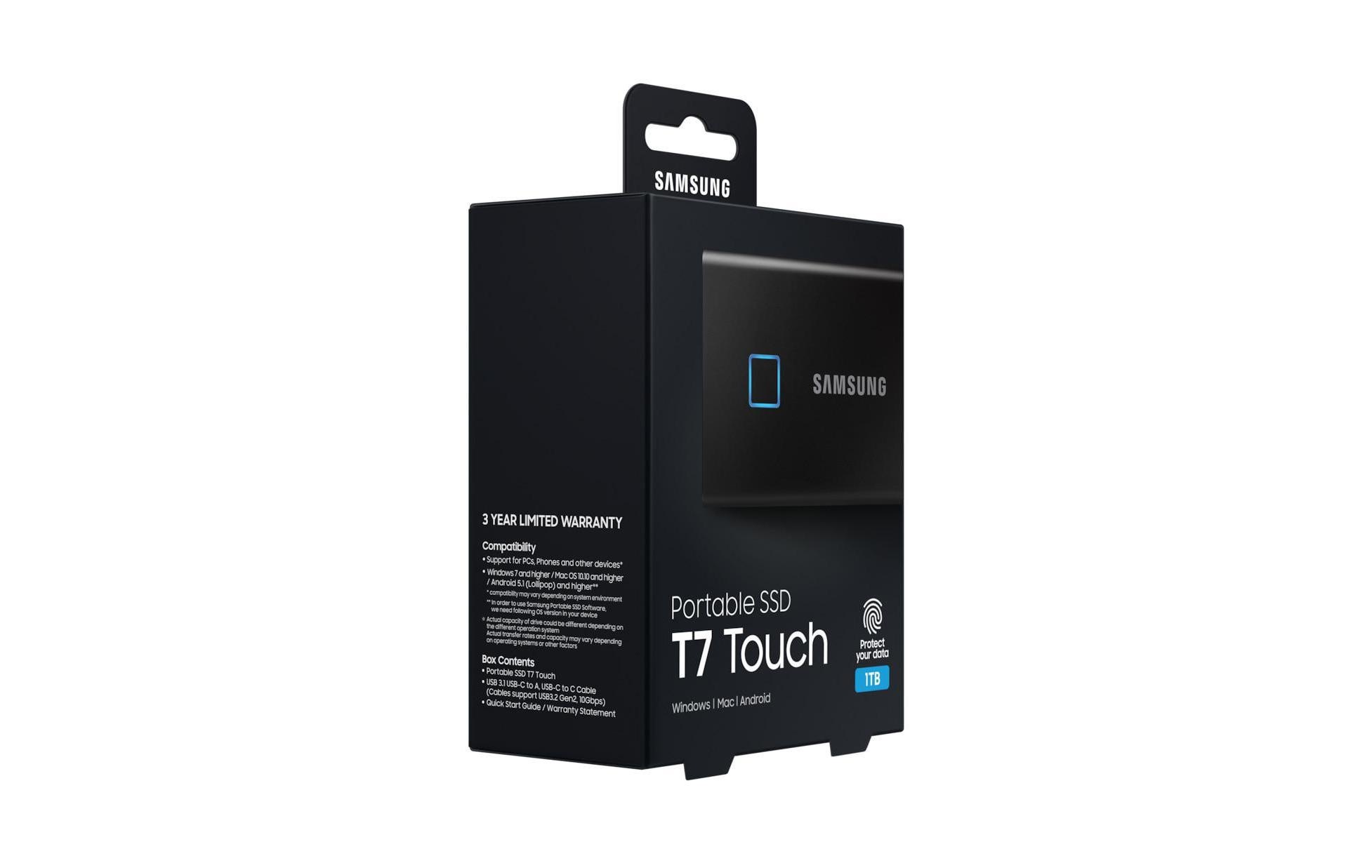 Samsung externe SSD »T7, 1 TB, Touch Black, USB 3.2 Gen 2«