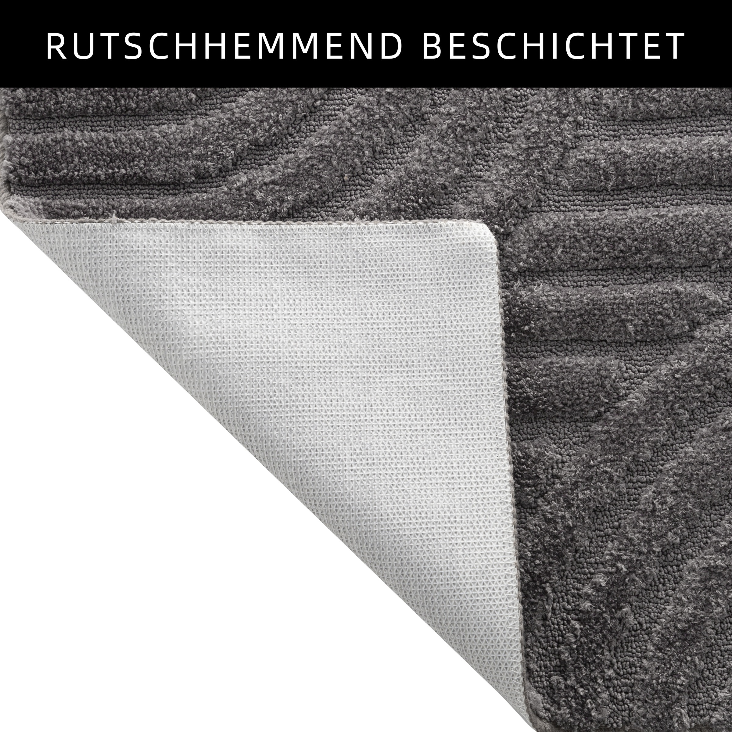 my home Badematte »Regona Scandi, Badvorleger, Badezimmer Teppich, Duschvorleger«, rutschhemmend beschichtet, strapazierfähig, Badteppich, Uni Farben, Hoch-Tief-Effekt, modernes Muster, Zen