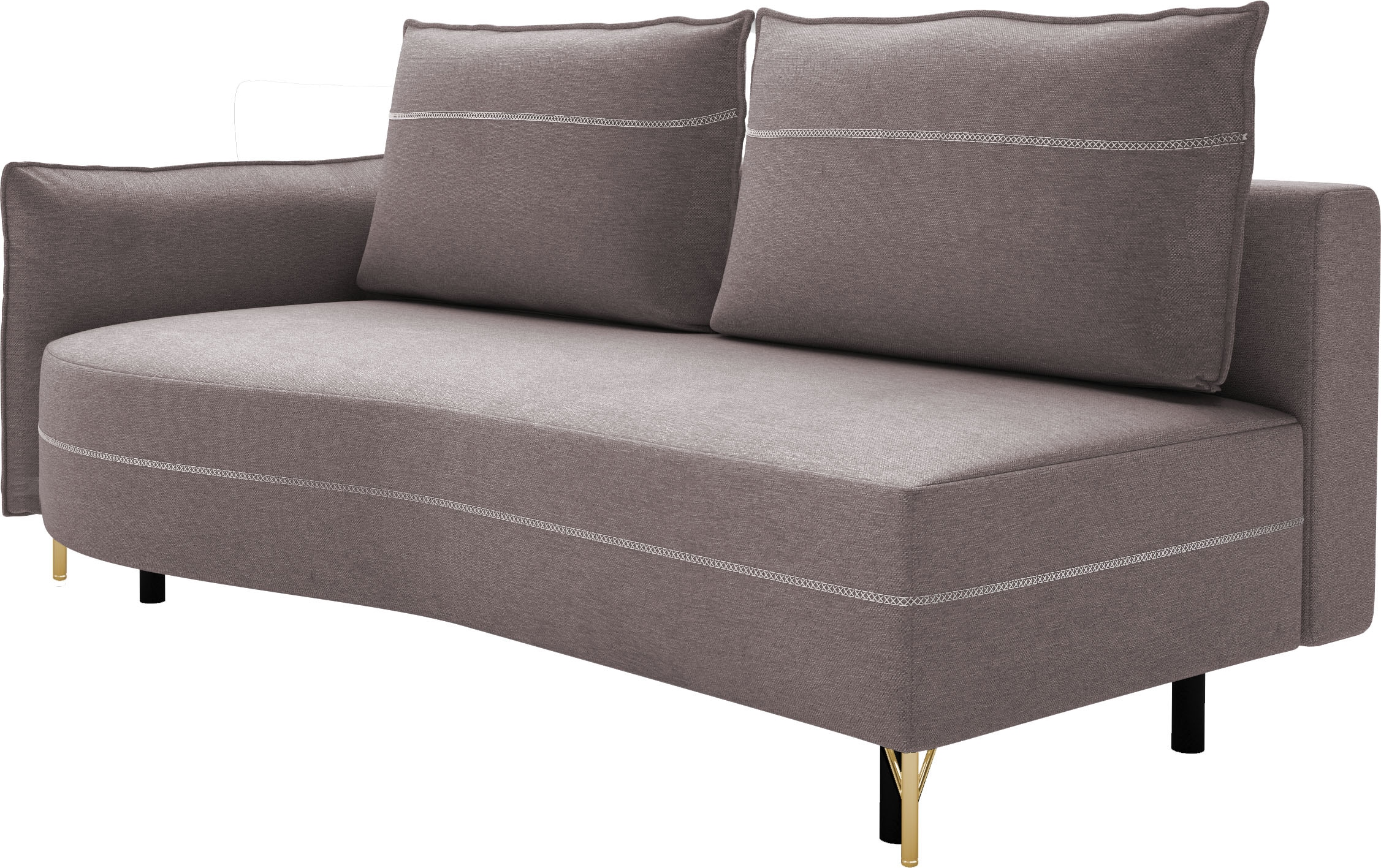 exxpo - sofa fashion Loungesofa »Ortis mit toller Kontrastnaht, Solitärmöbel, bequem, schmale Armlehne«, Schlafsofa mit Bettfunktion und Bettkasten, komfortabler Federkern