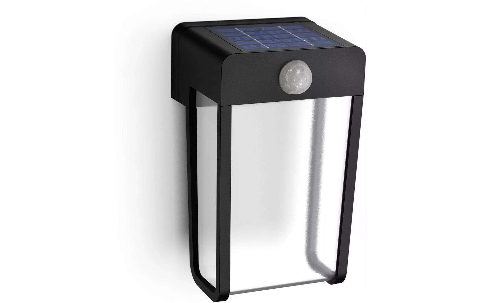 Philips Schwarz, Transparent Aussen-Wandleuchte "Solar Shroud Klar, 2700K" Warmweiss
