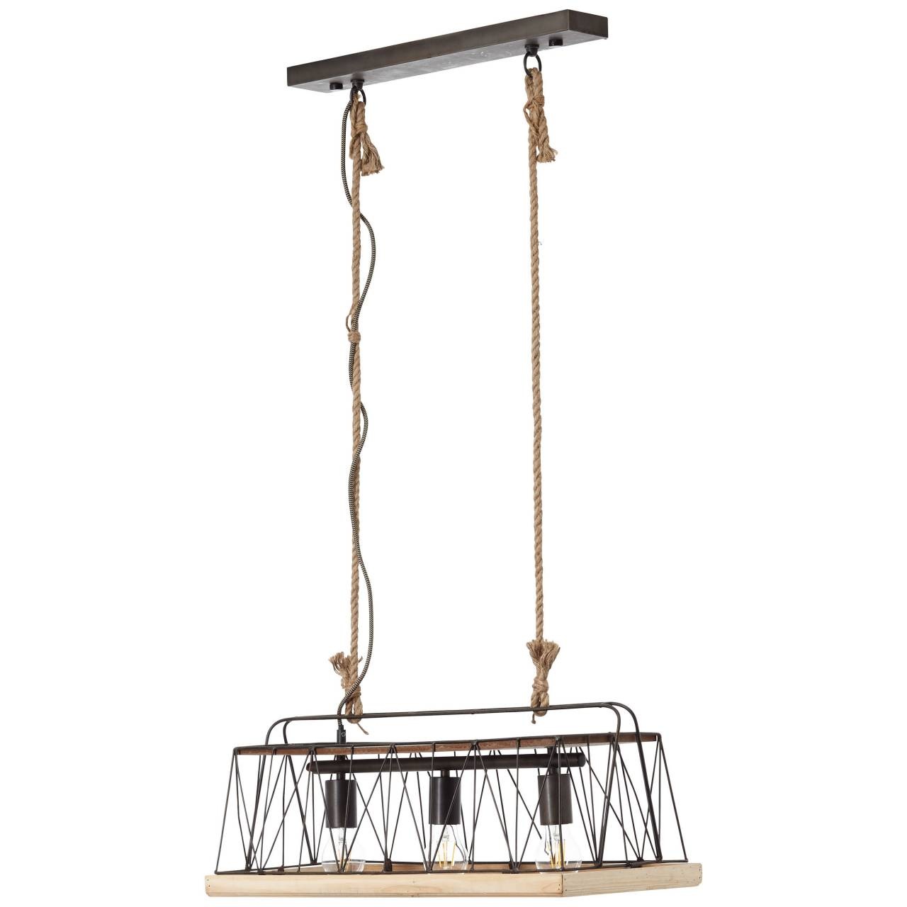 Brilliant Pendelleuchte »Narcy« E27 1 Stk. Hängelampe 3flg burned steel/holz