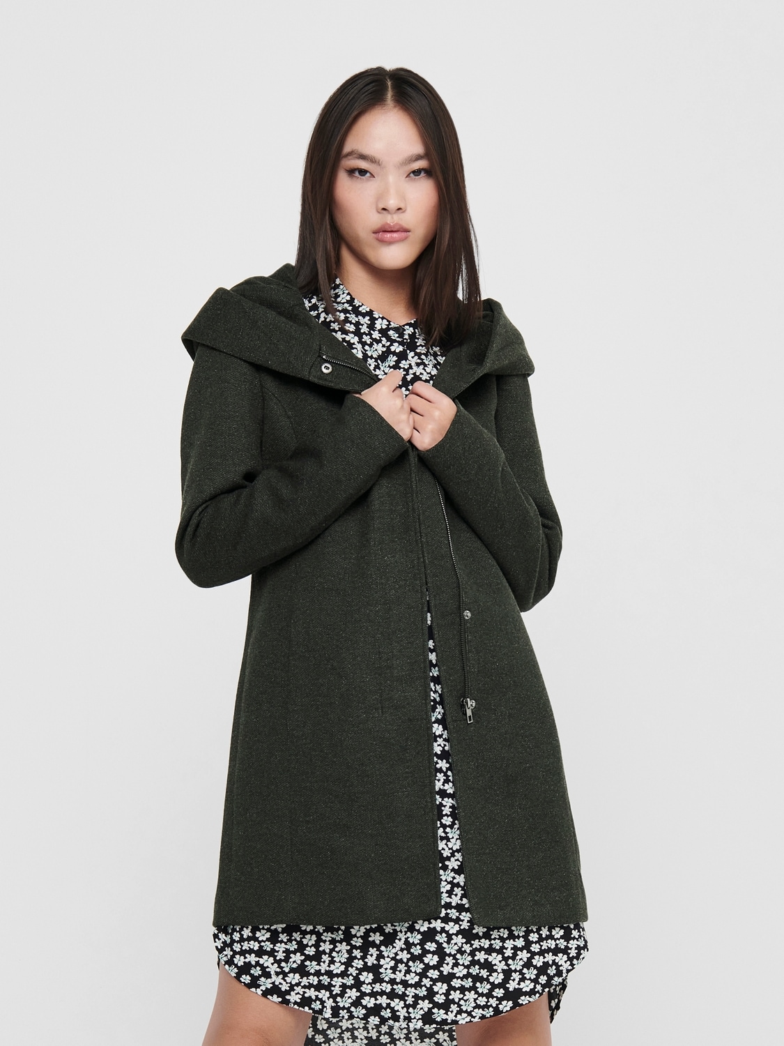 ONLY Langjacke »ONLSEDONA LIGHT COAT OTW NOOS«, mit Kapuze, in melierter Optik