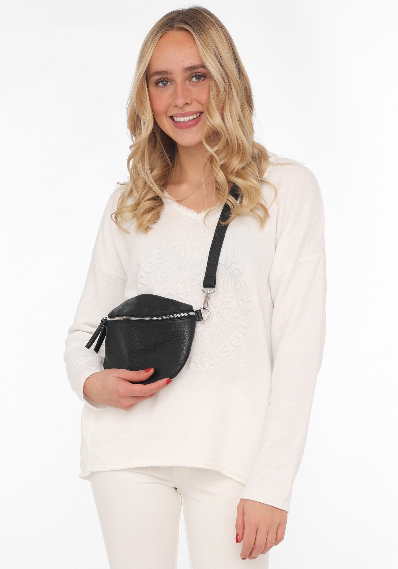 Zwillingsherz Umhängetasche »XXL Crossbody Bag Leder«, Grosse Umhängetasche mit Reissverschluss