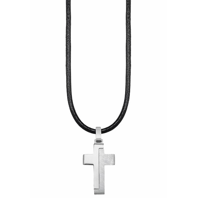 ✵ s.Oliver Junior Kette mit Anhänger »Halskette Kreuz, 2024225«, aus  Edelstahl + Leder günstig ordern | Jelmoli-Versand