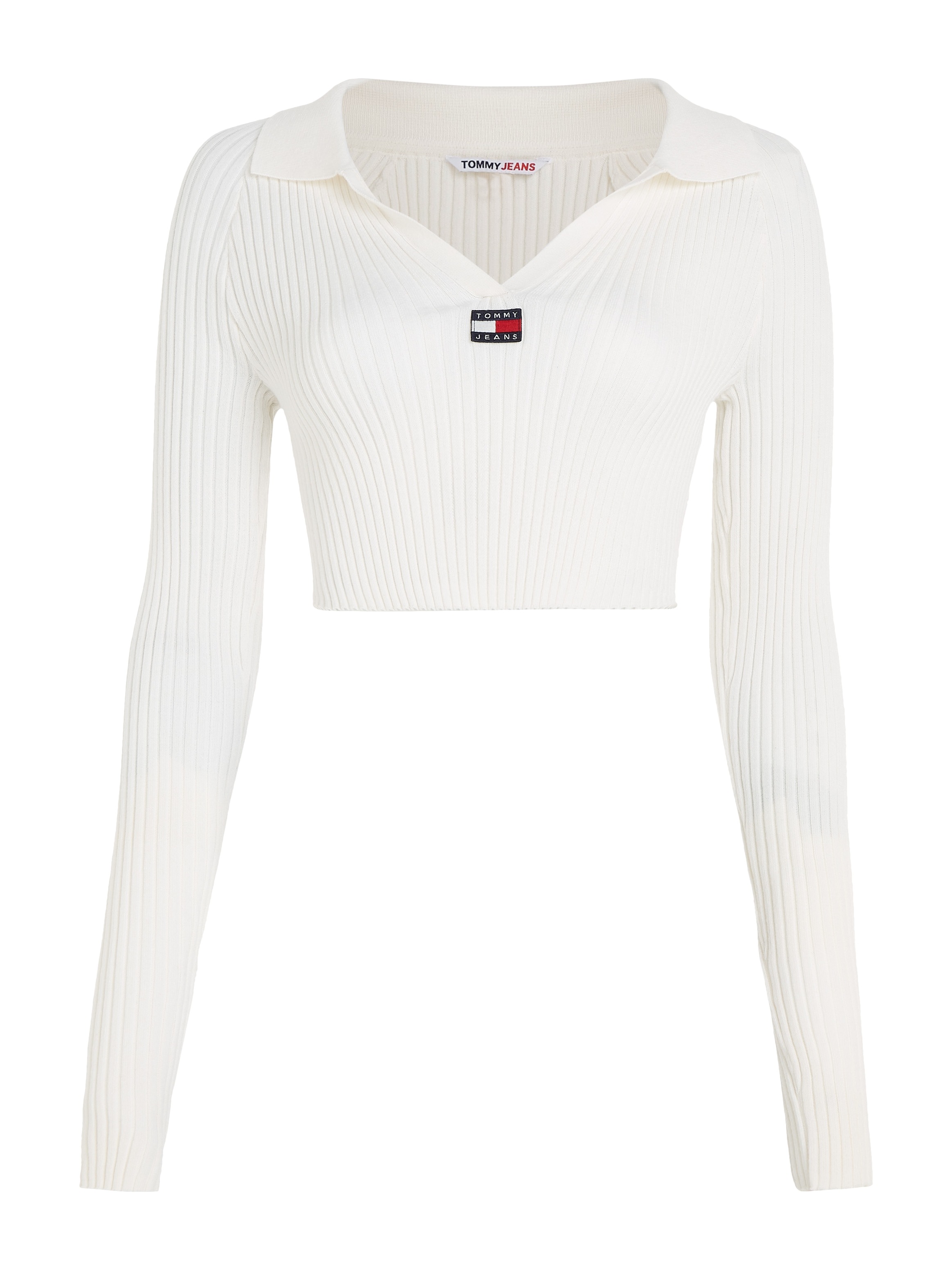 Tommy Jeans Strickpullover »TJW XS BADGE RIB COLLAR SWEATER«, mit V-Ausschnitt