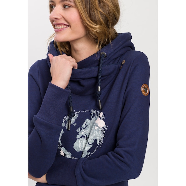 Ragwear Sweater »GRIPY BUTTON WORLD O«, Kapuzensweatshirt mit  Statement-Front-Print online shoppen | Jelmoli-Versand
