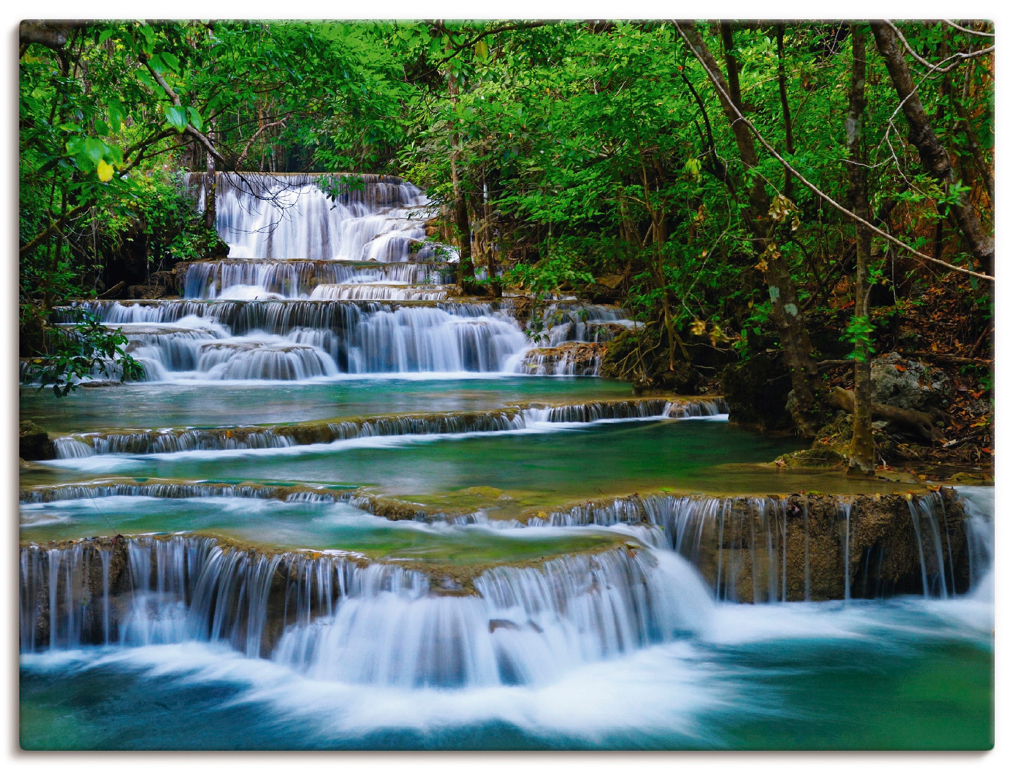 als Wandbild Poster oder versch. St.), »Tiefen Wald Grössen in Wandaufkleber Jelmoli-Versand Artland Alubild, bestellen | Gewässer, Wasserfall«, Leinwandbild, online (1