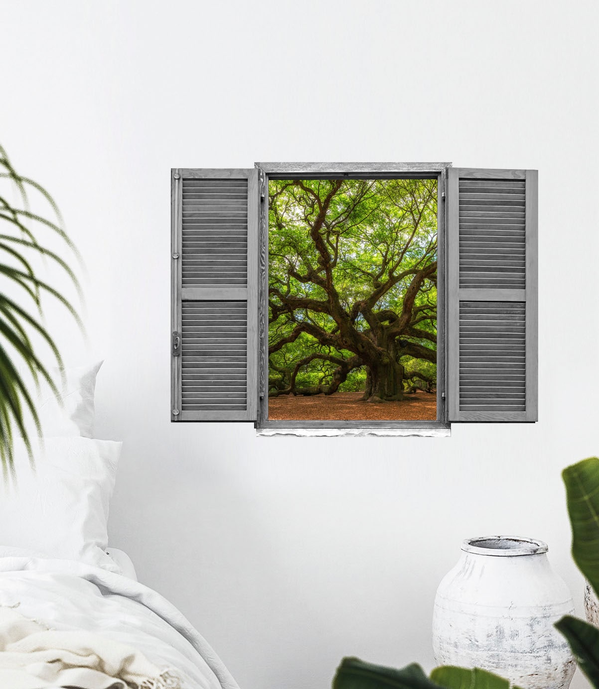 queence Wandtattoo »Baumstamm«, (1 St.), Wandsticker, Wandbild, selbstklebend, 3D, Fenster