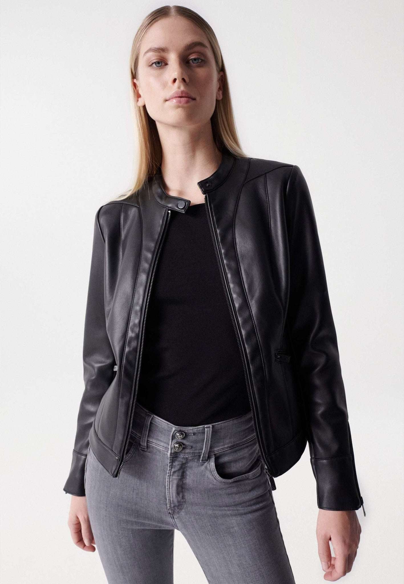 Blusenjacke »Jacken Basic Faux Leather Jacket«