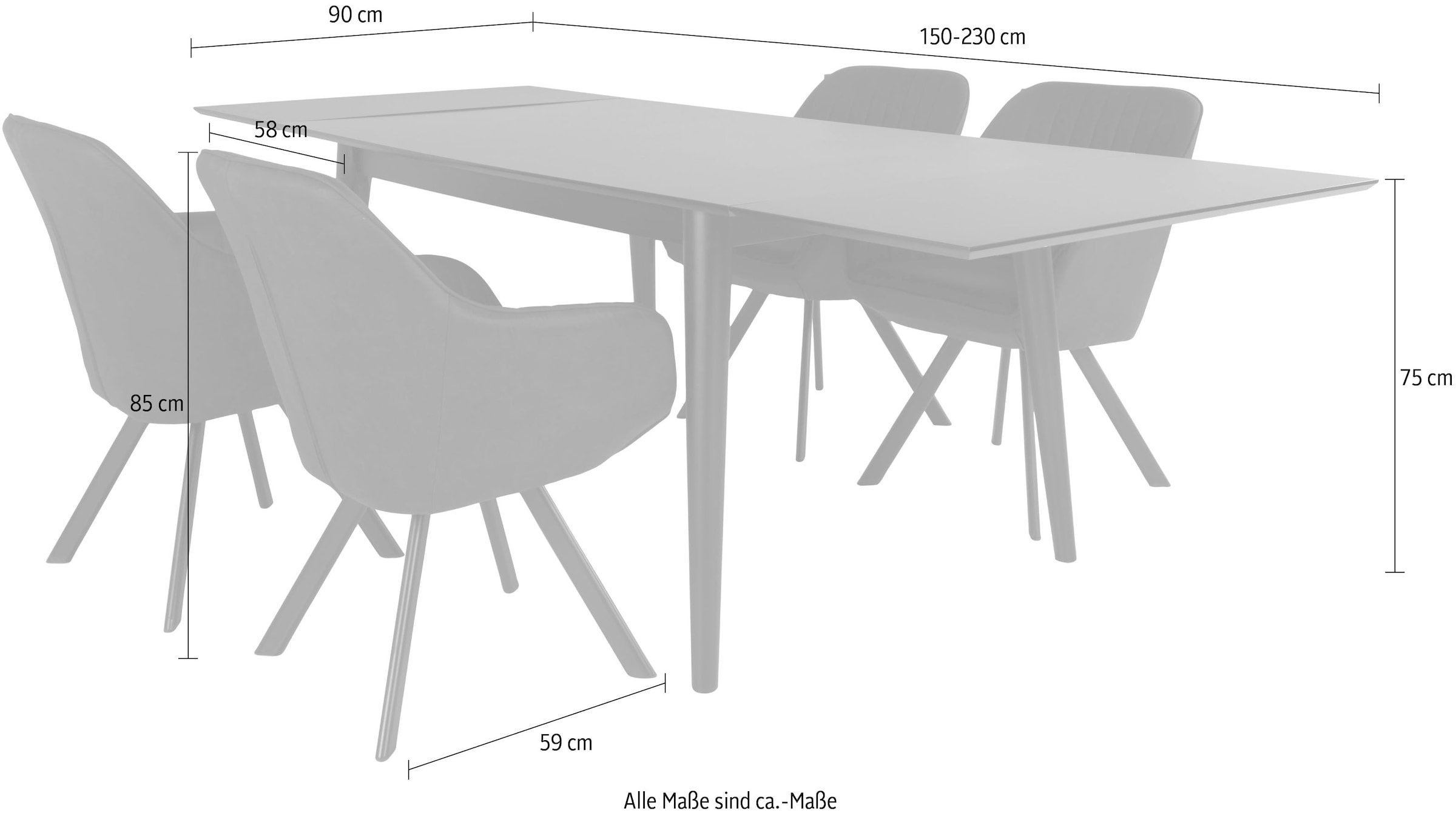 (Set, tlg.), online 5 Homexperts | »Odense«, Essgruppe ausziehbarem mit Tisch Jelmoli-Versand bestellen