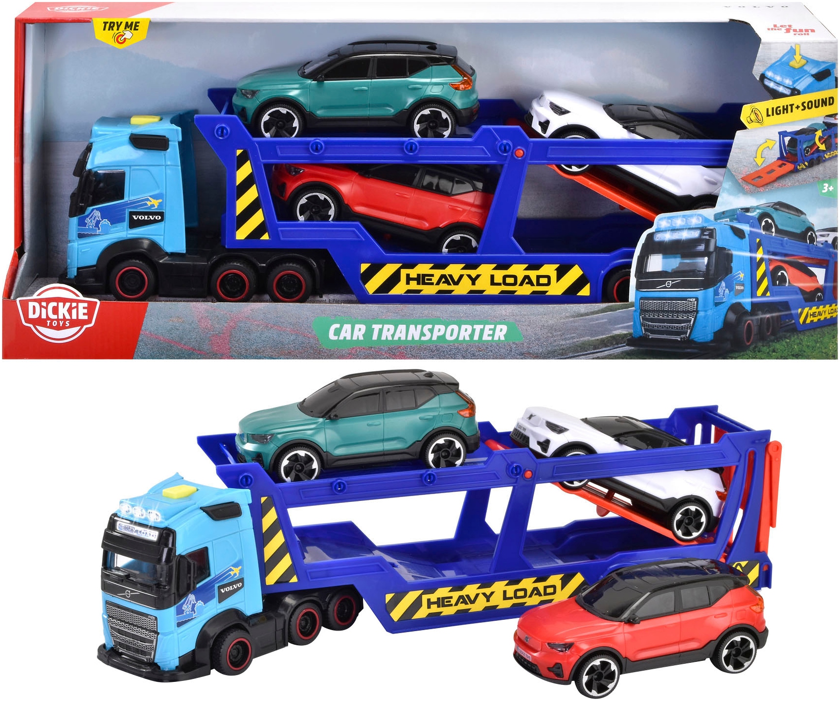 Dickie Toys Spielzeug-LKW »Volvo Auto-Transporter FH 16«, mit Licht und Sound; inkl. 3 Volvo...