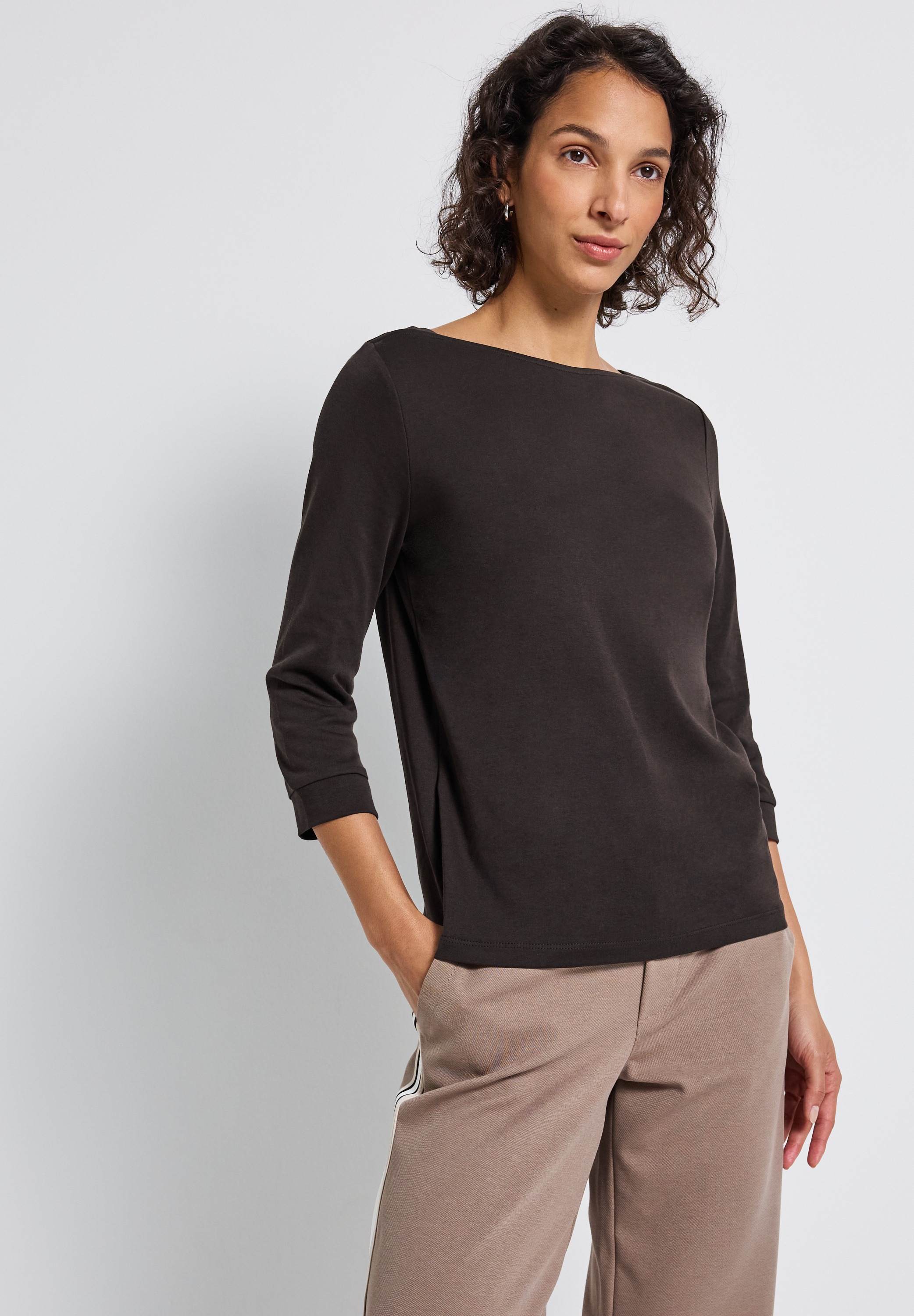 STREET ONE 3/4-Arm-Shirt U-Boot-Ausschnitt und 3/4-Ärmel mit Bündchen
