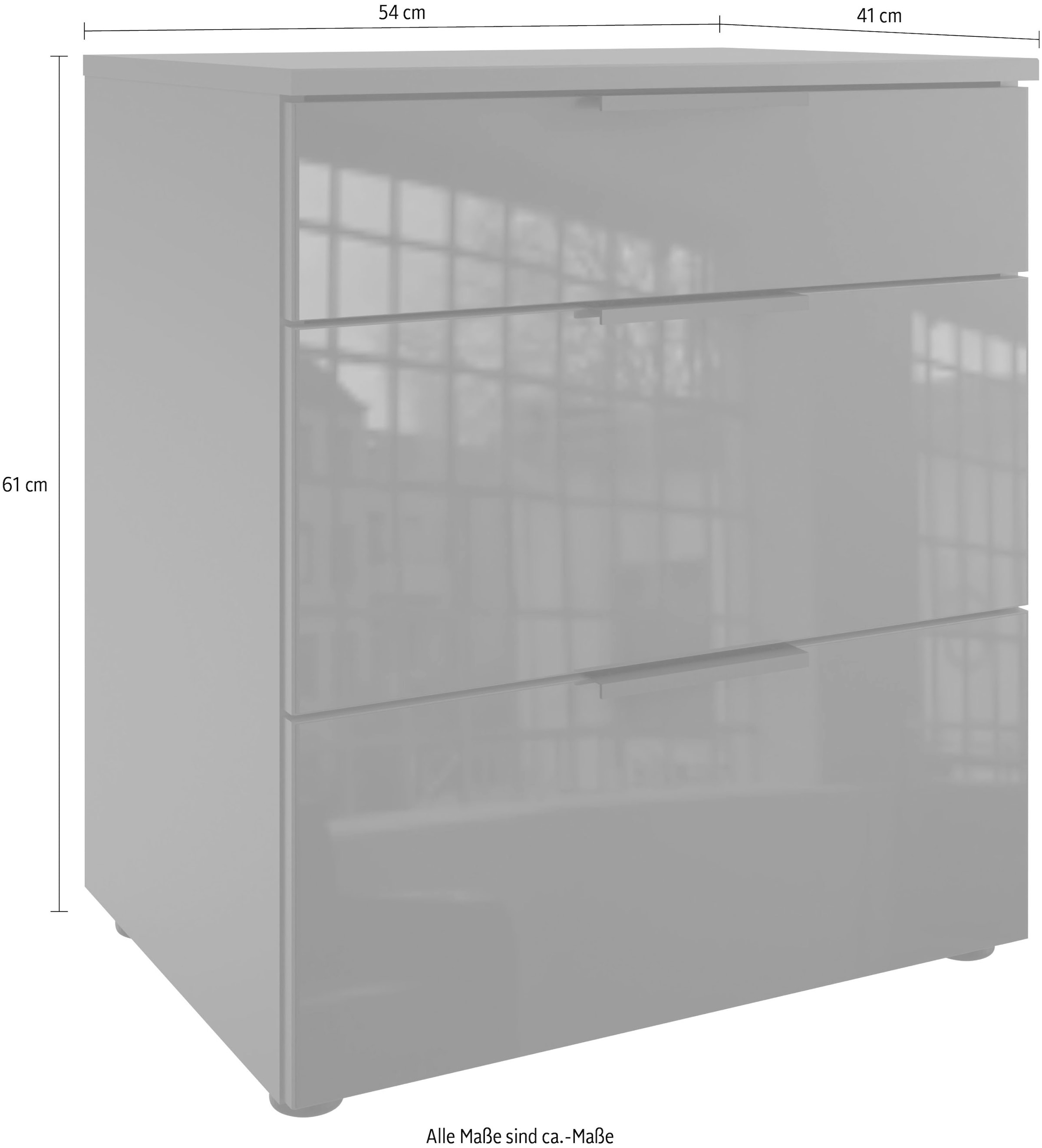 Wimex Nachtkommode »Level36 black C by fresh to go«, mit Glaselementen auf der Front, soft-close Funktion, 54cm breit