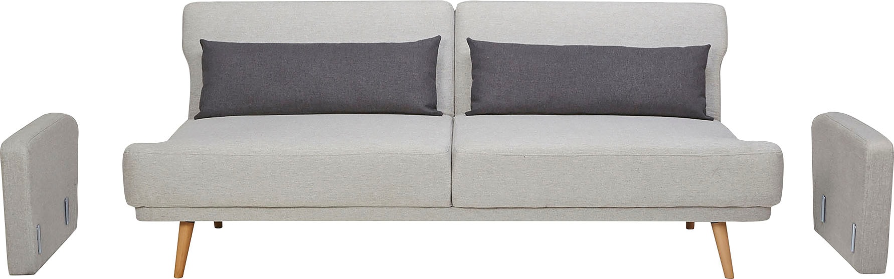 SalesFever Schlafsofa »Malmö - Komfortabler 2,5-Sitzer inklusive Zierkissen«, mit Schlaffunktion, Breite 214 cm