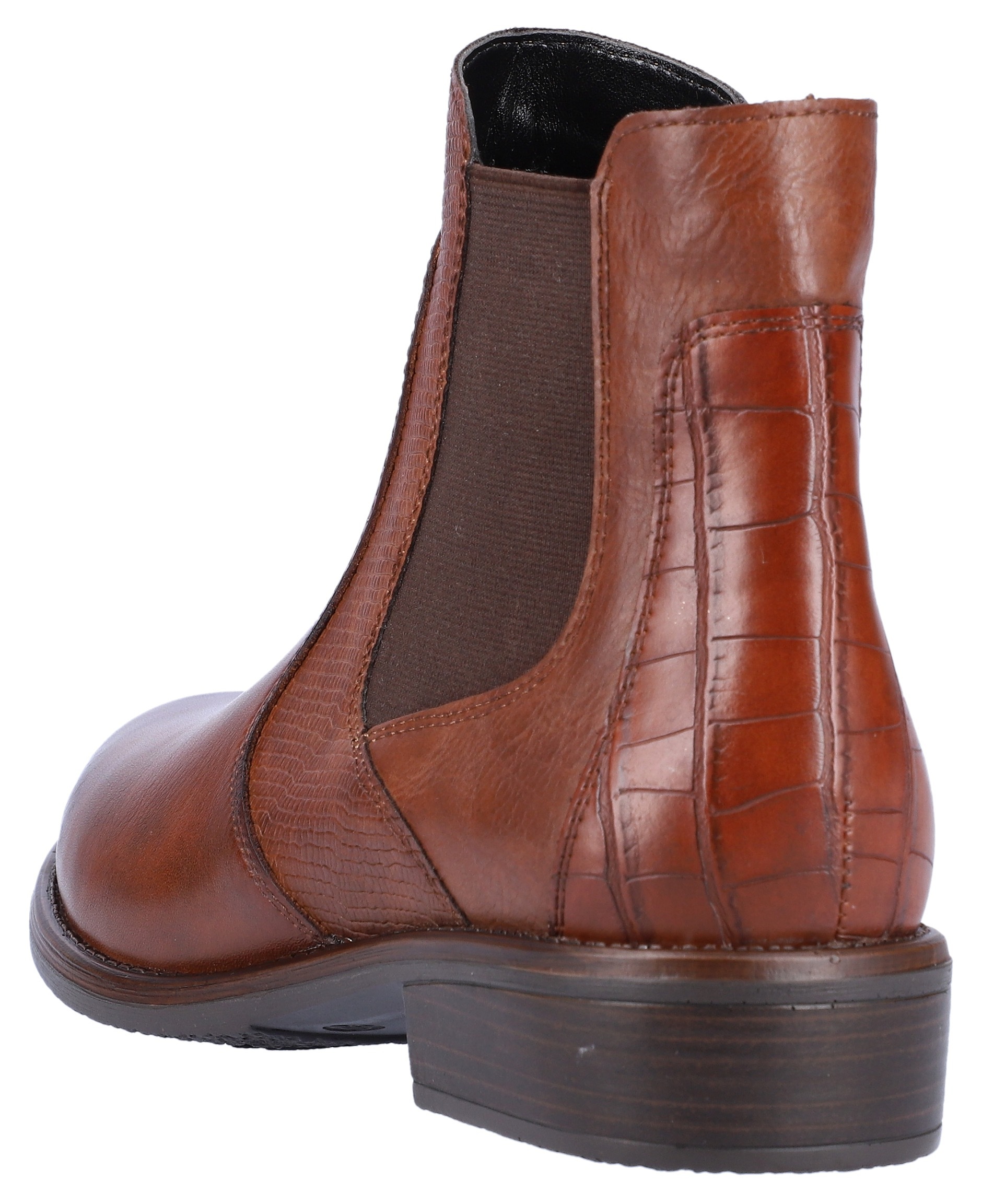 Remonte Chelseaboots, Blockabsatz, Stiefelette, Businesschuh, Besätze in Reptilienoptik