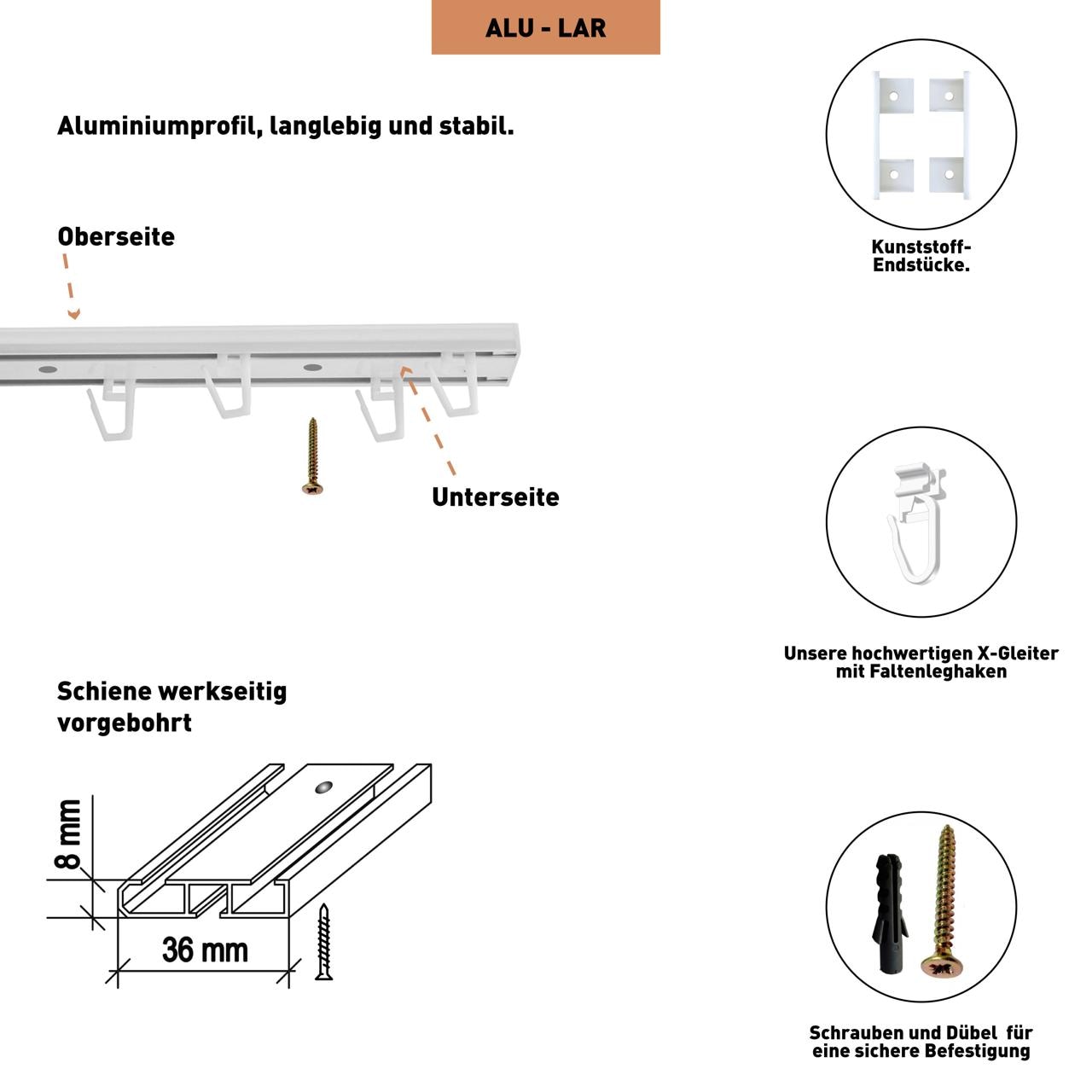 SN DECO GROUP Gardinenschiene »Wendeschiene«, 2 läufig-läufig, Fixmass