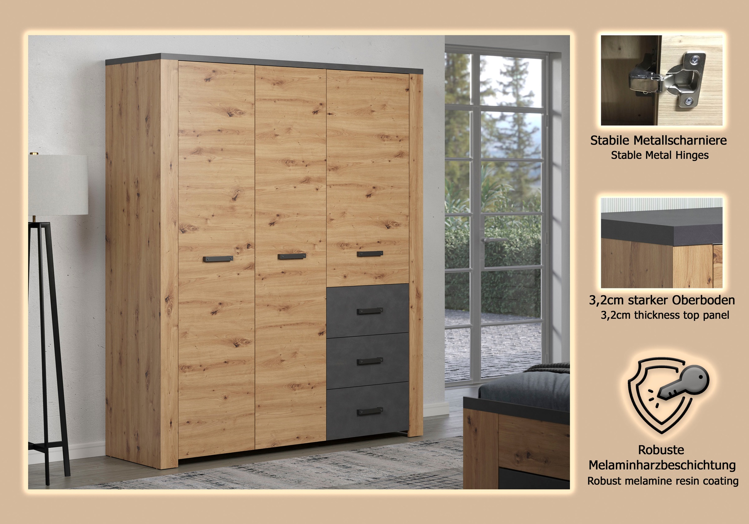 Home affaire Kleiderschrank »Ambres«, (1 St.)
