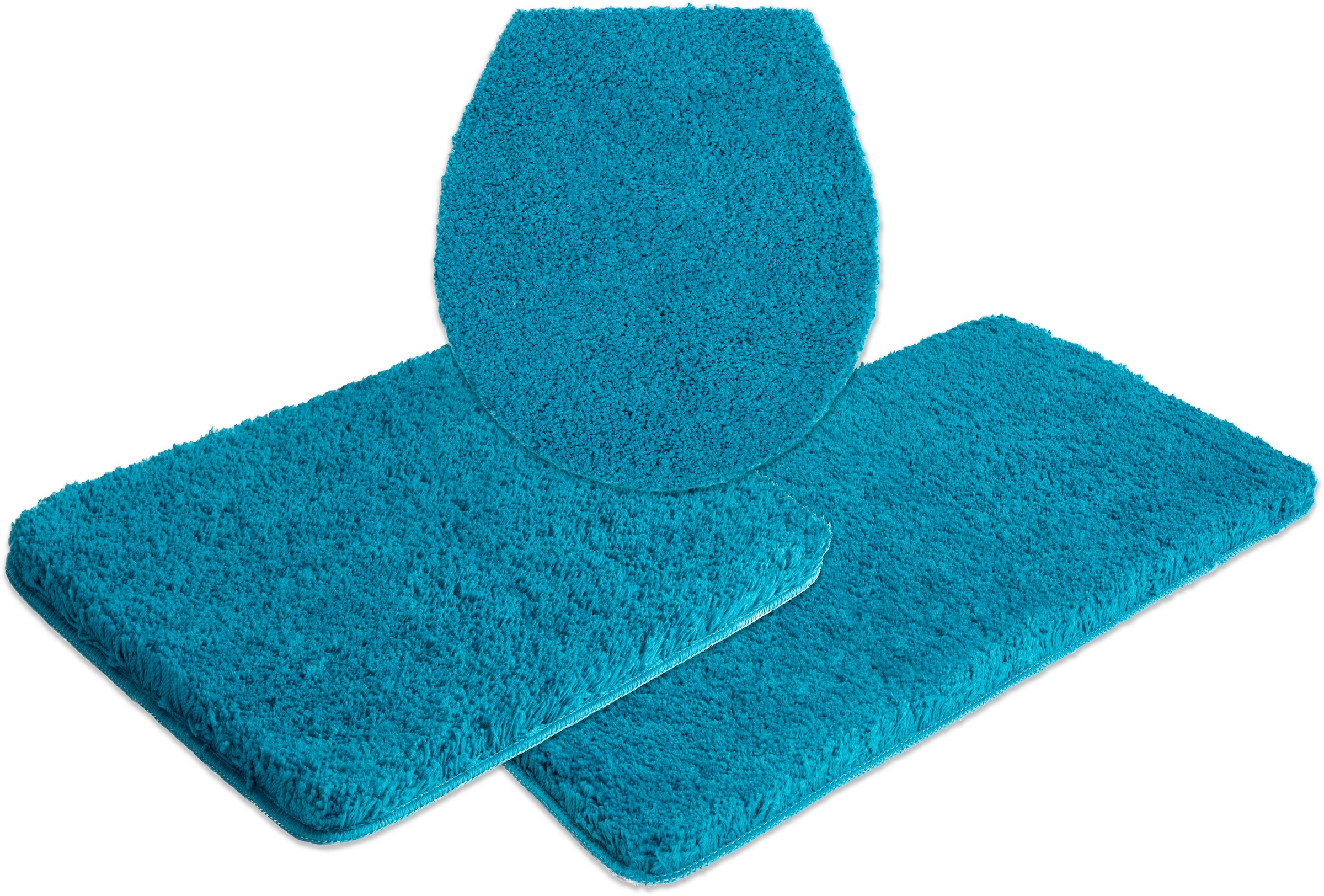 my home Badematte »Sanremo, Badvorleger, Badezimmer Teppich, sehr weich«, rutschhemmend beschichtet, fussbodenheizungsgeeignet-schnell trocknend, Badteppich, unifarben, rechteckig, rund & als 3-tlg. Set erhältlich