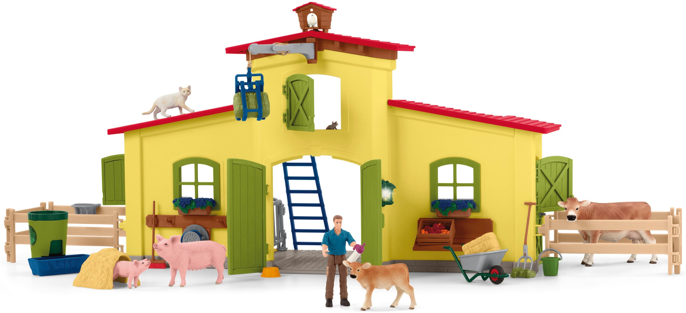 Schleich® Spielwelt »FARM WORLD, Grosser Stall mit Tieren und Zubehör (42605)«, Made in Europe