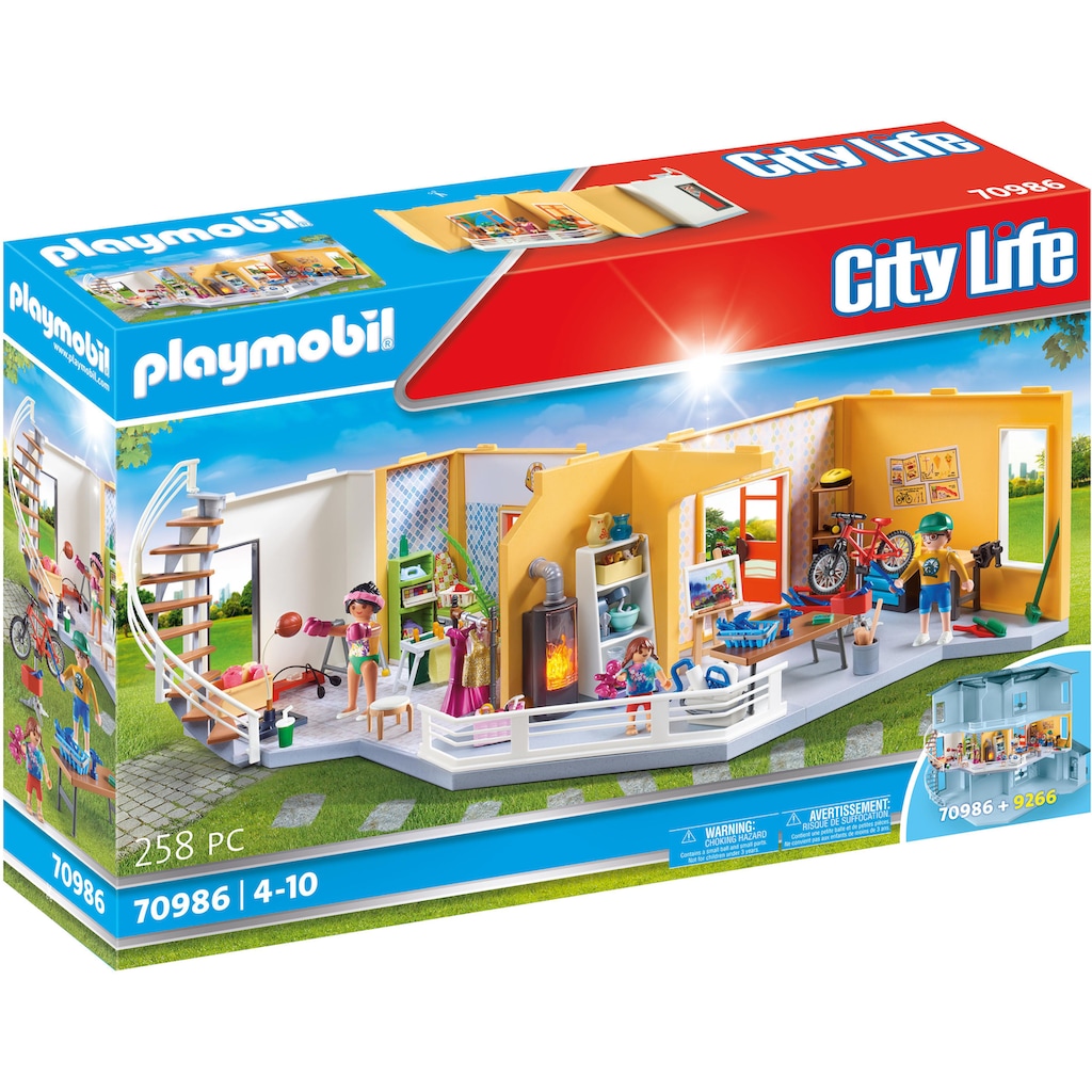 Playmobil® Konstruktions-Spielset »Etagenerweiterung Wohnhaus (70986), City Life«, (258 St.)