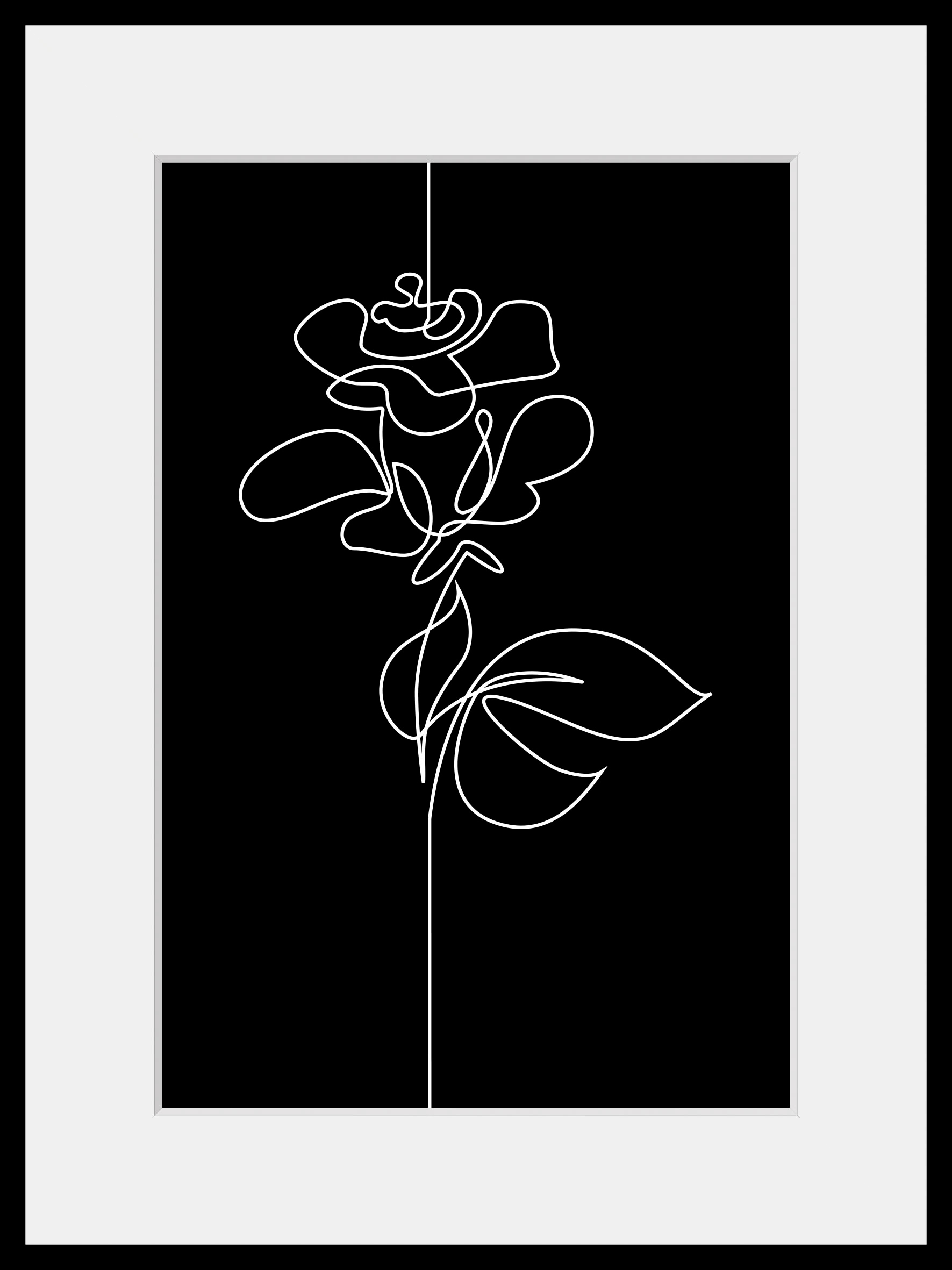 queence Bild »Gezeichnete Blüte«, Blumen-Blumenbilder-Kunst-Schwarz-Weiss-Pflanzen-Pflanzenbilder, (1 St.), HD Premium Poster-Druck inkl. Holzrahmen
