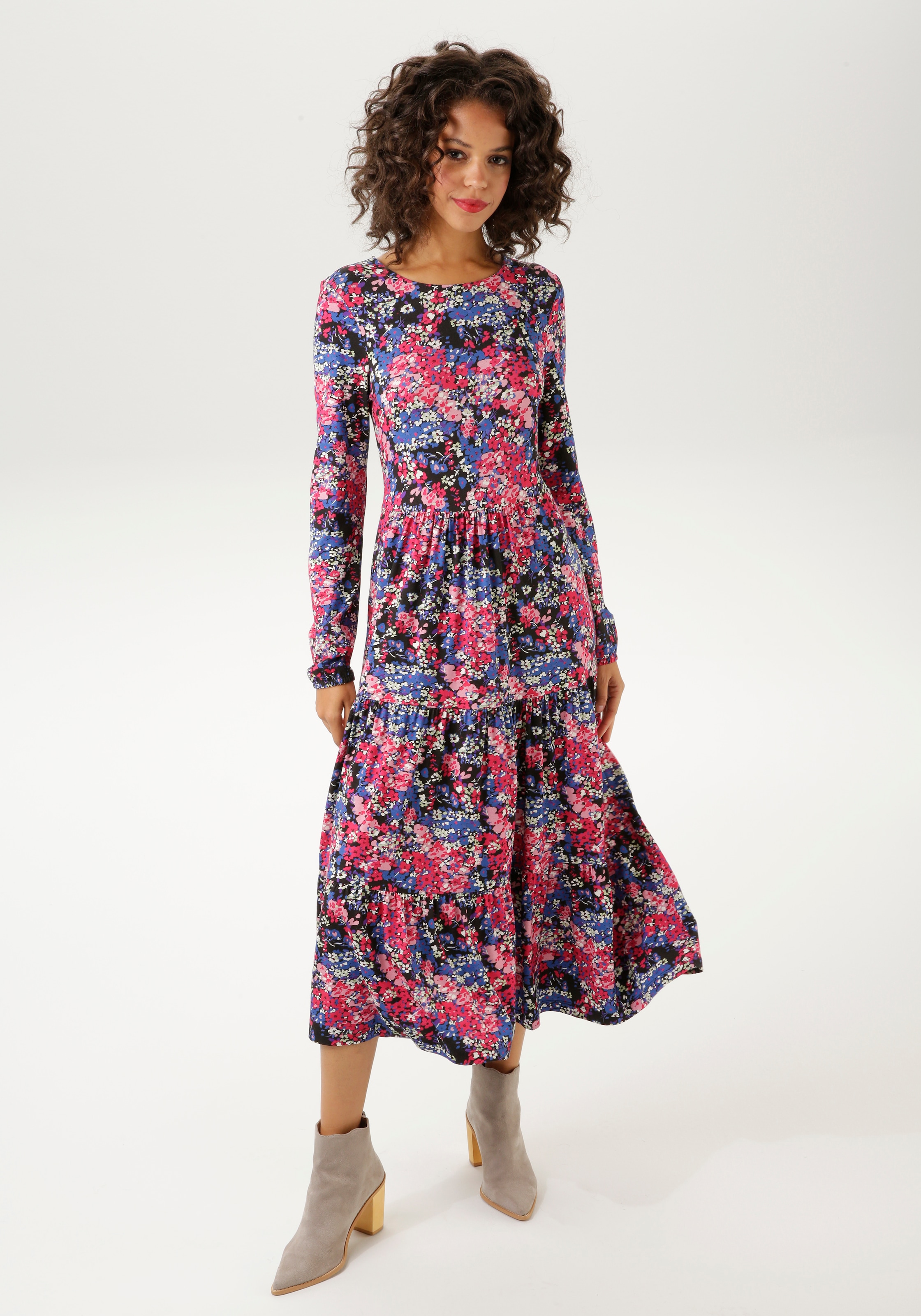 Lebensmittelgeschäft Aniston CASUAL Jerseykleid, mit - bei Unikat KOLLEKTION NEUE kaufen - Schweiz Blumendruck Teil abstraktem jedes Jelmoli-Versand online ein